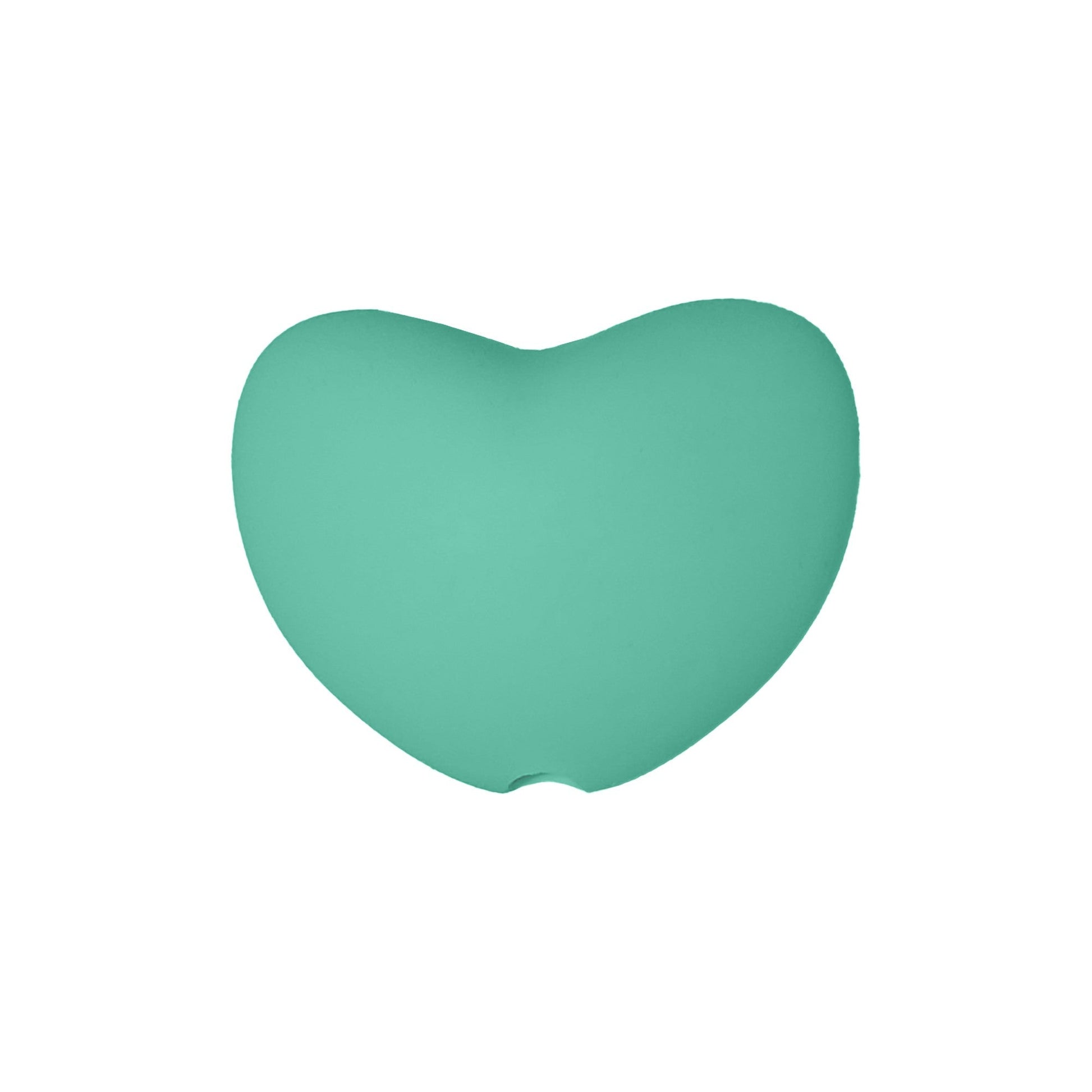 perlina cuore separatore 20x16mm in silicone alimentare verde giada