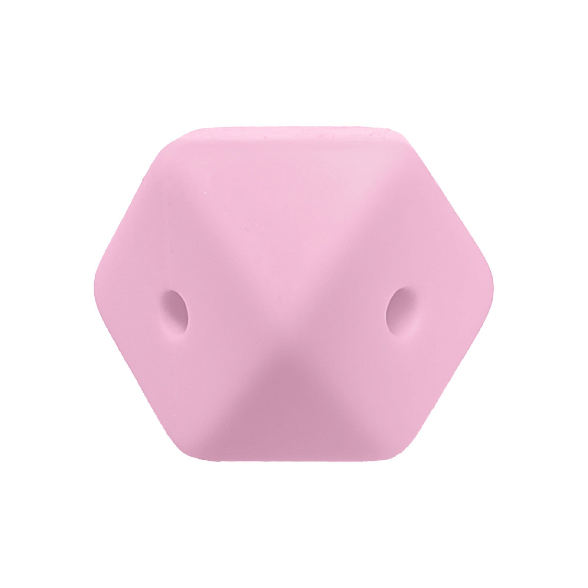 perlina cubo sfaccettato a 4 fori separatore 17x17mm in silicone alimentare laterale rosa baby