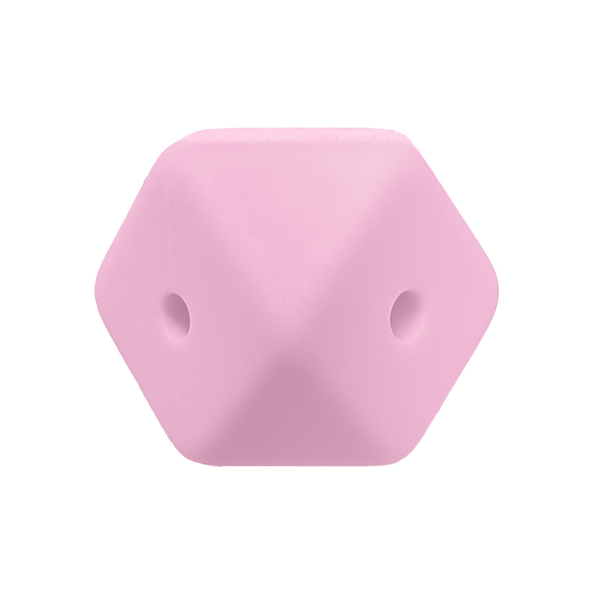 perlina cubo sfaccettato a 4 fori separatore 17x17mm in silicone alimentare laterale rosa baby