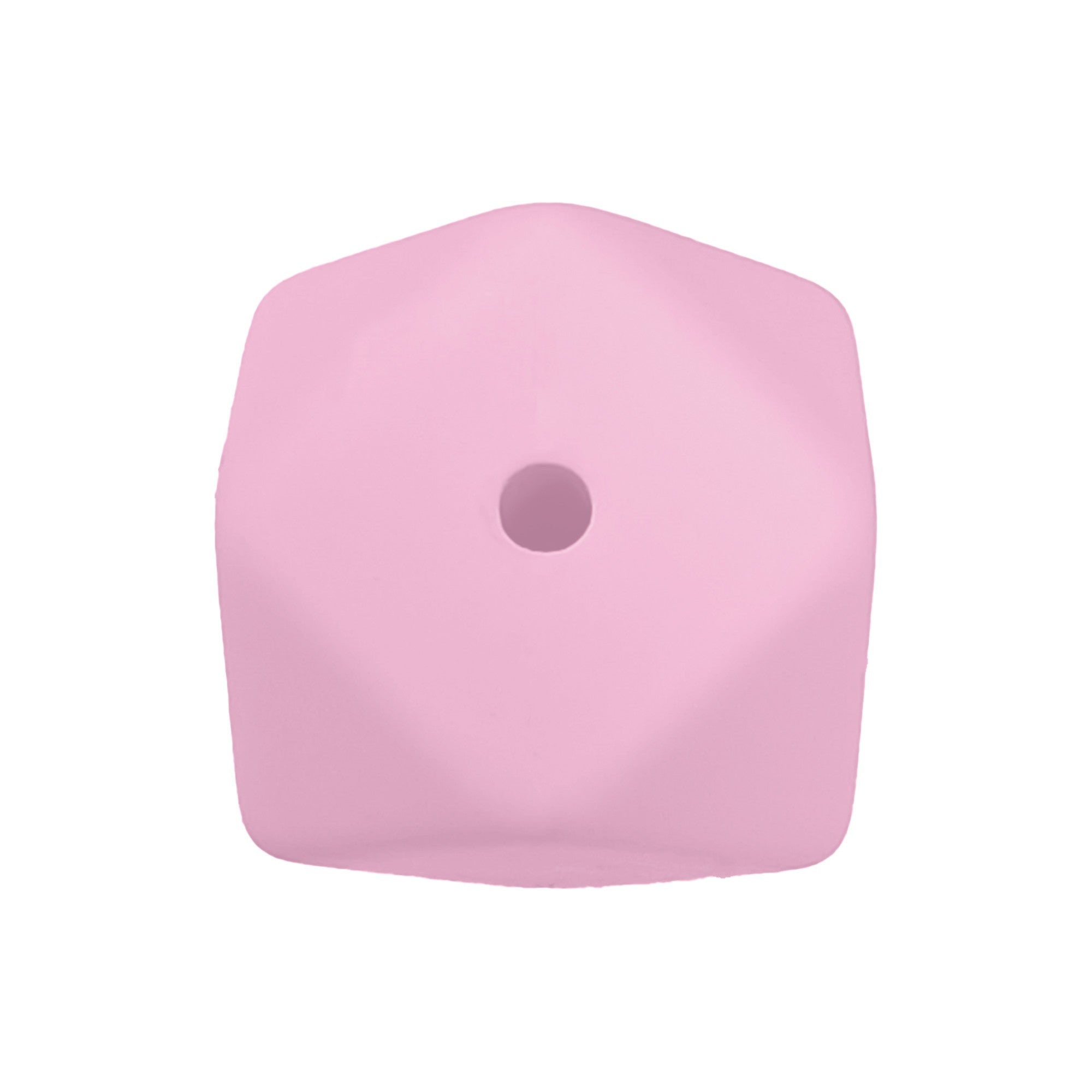 perlina cubo sfaccettato a 4 fori separatore 17x17mm in silicone alimentare divisorio rosa baby