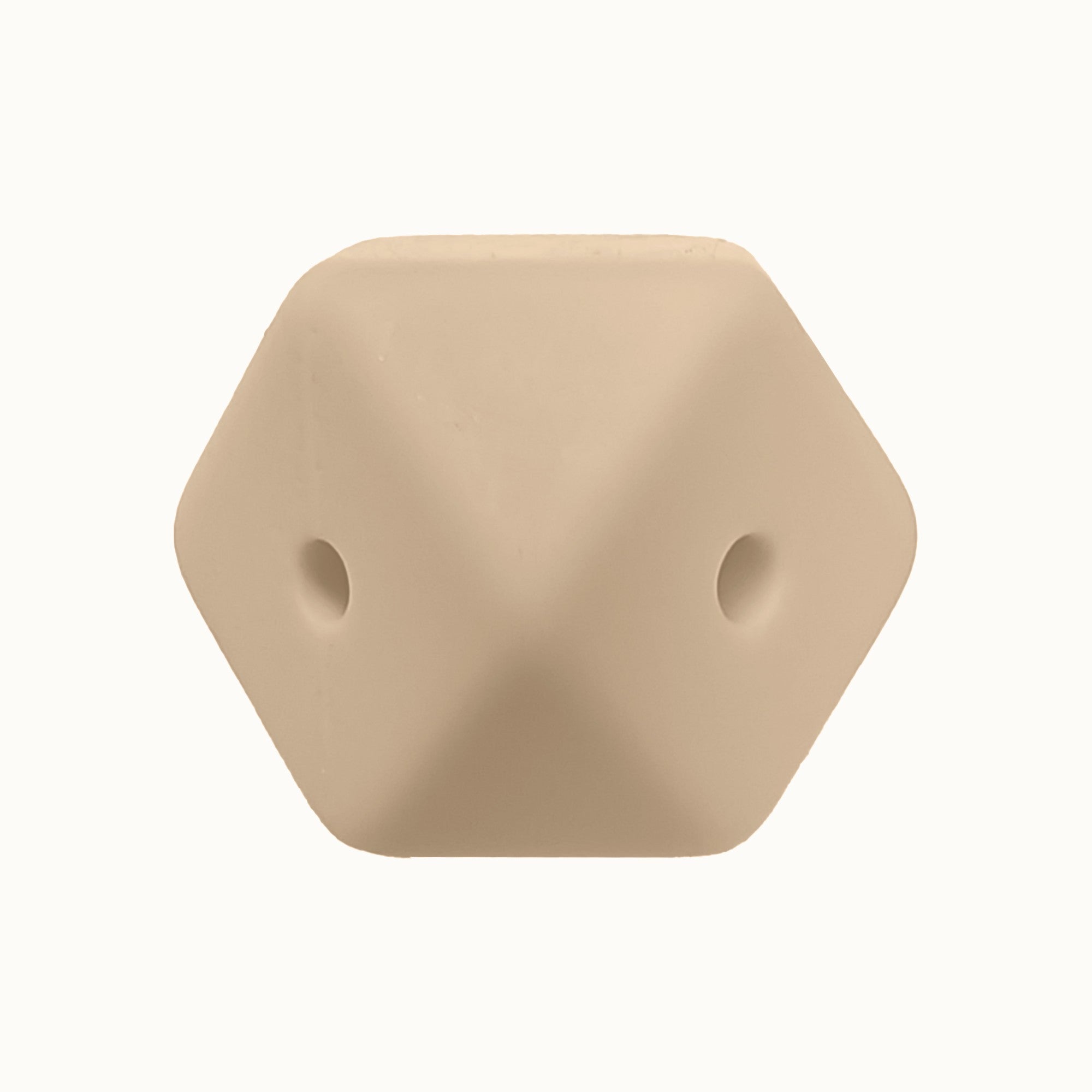 perlina cubo sfaccettato a 4 fori separatore 17x17mm in silicone alimentare 4 fori beige