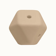 perlina cubo sfaccettato a 4 fori separatore 17x17mm in silicone alimentare beige