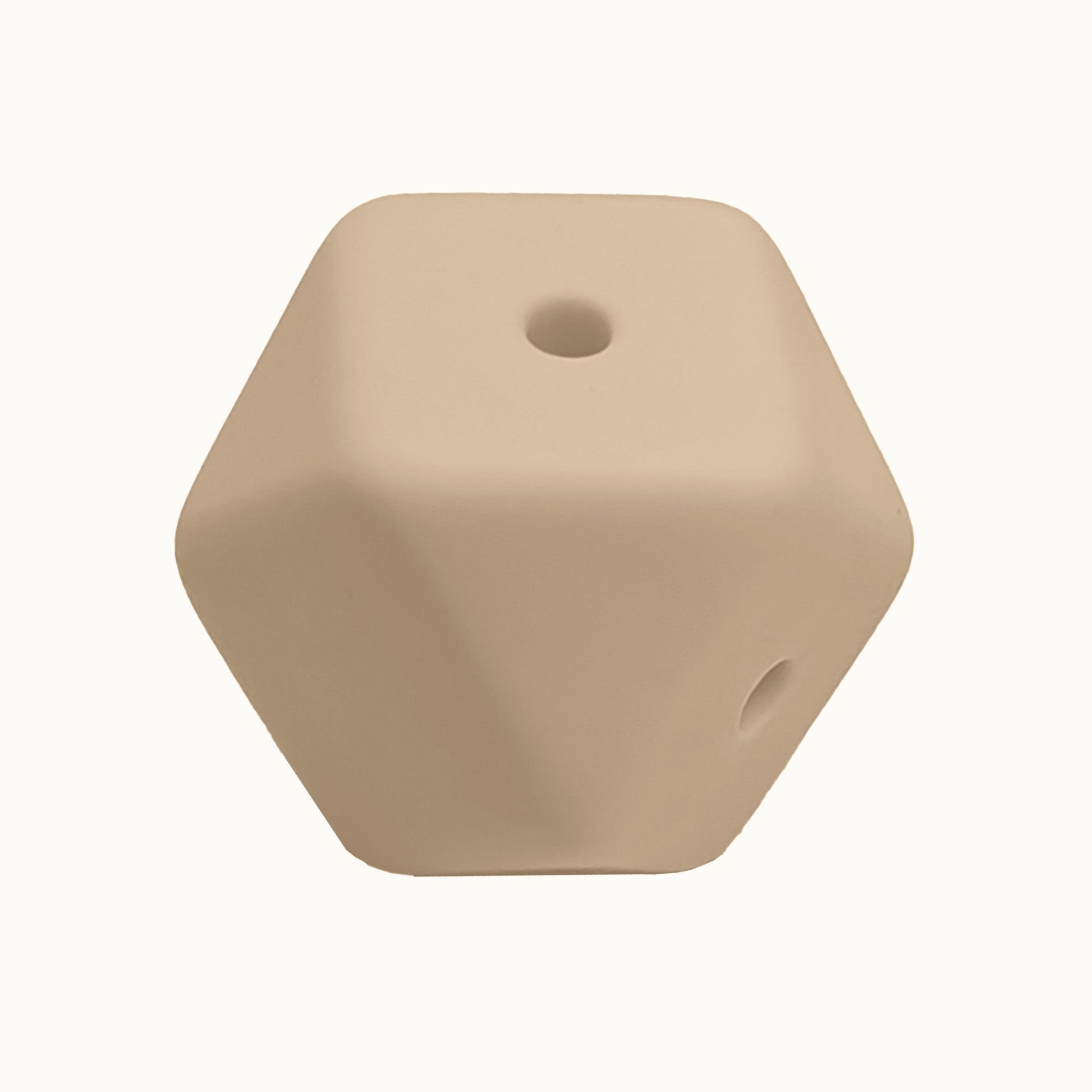 perlina cubo sfaccettato a 4 fori separatore 17x17mm in silicone alimentare beige