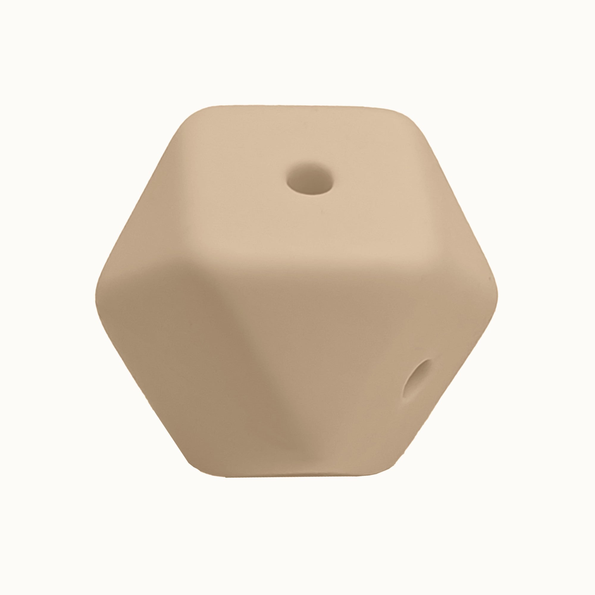 perlina cubo sfaccettato a 4 fori separatore 17x17mm in silicone alimentare beige