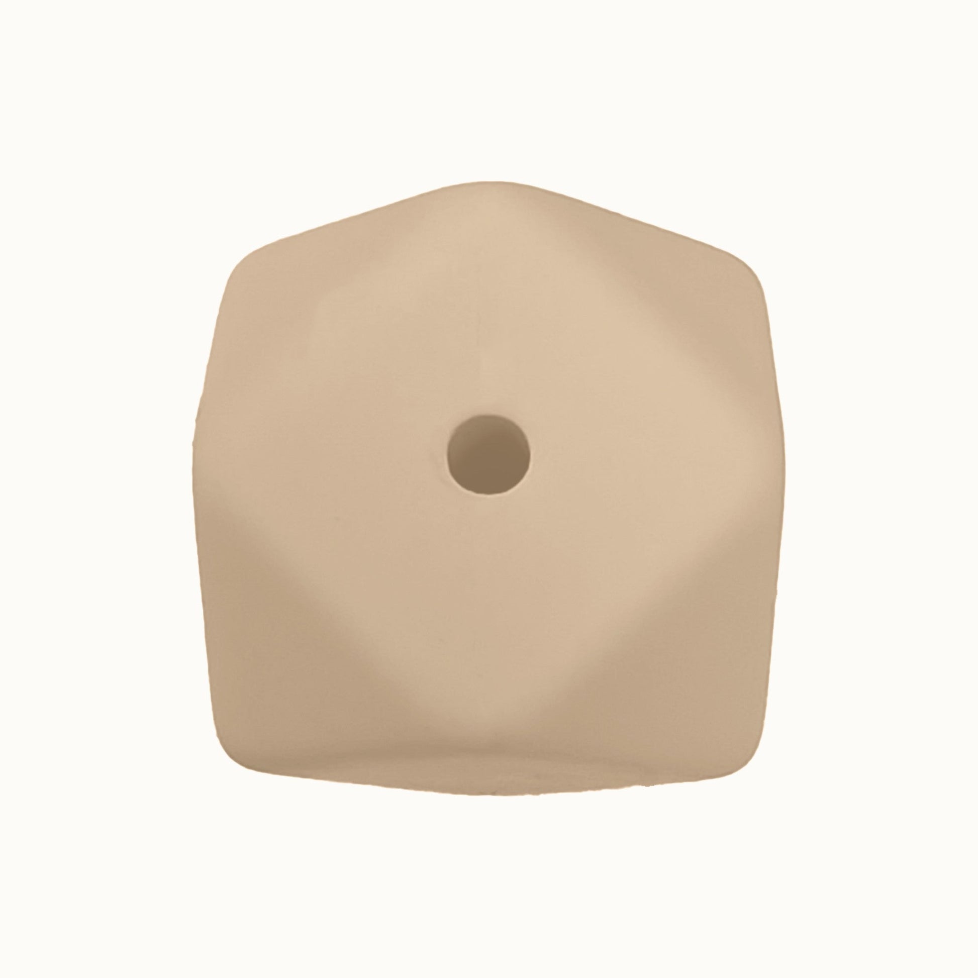 perlina cubo sfaccettato a 4 fori separatore 17x17mm in silicone alimentare divisorio beige