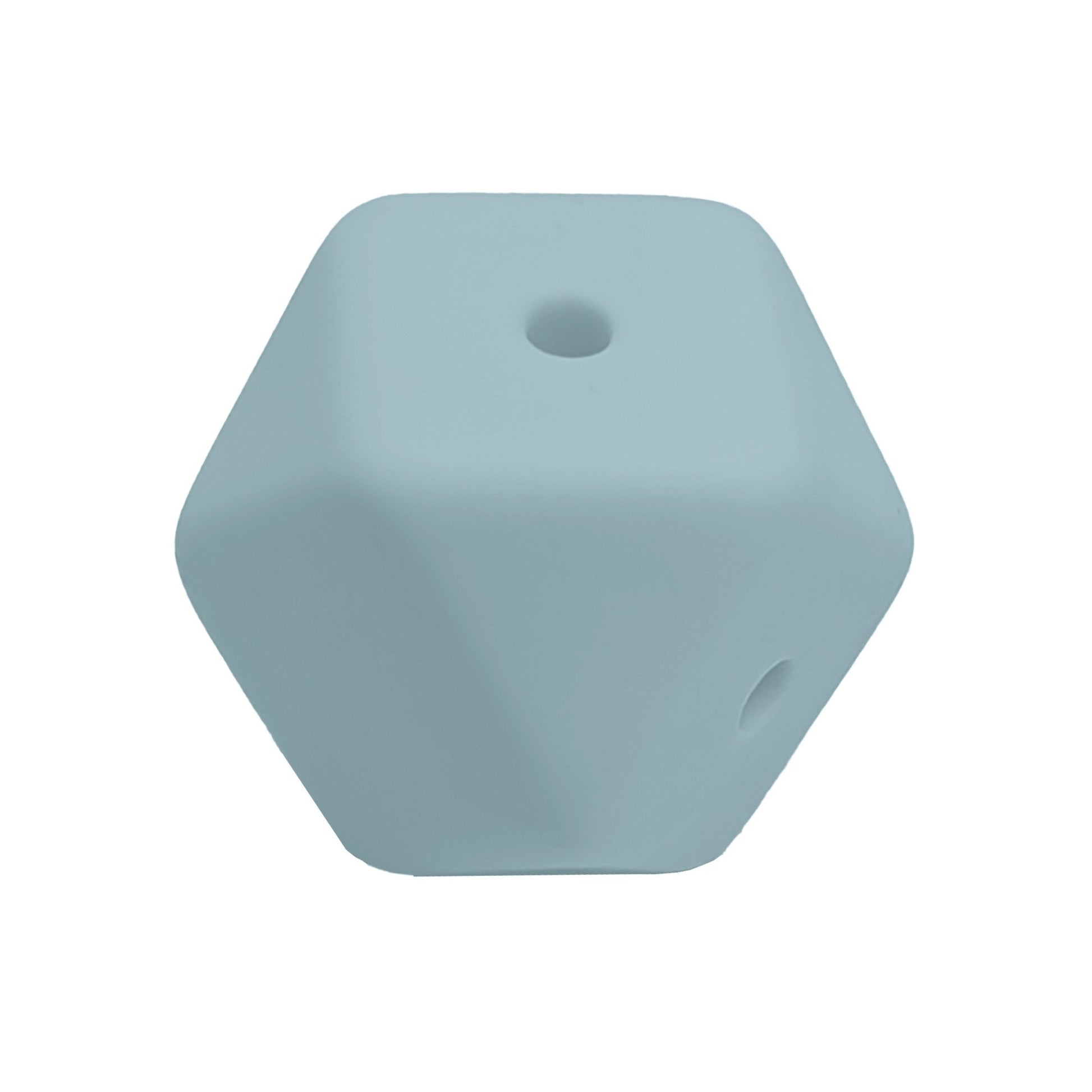 perlina cubo sfaccettato a 4 fori separatore 17x17mm in silicone alimentare azzurro polvere