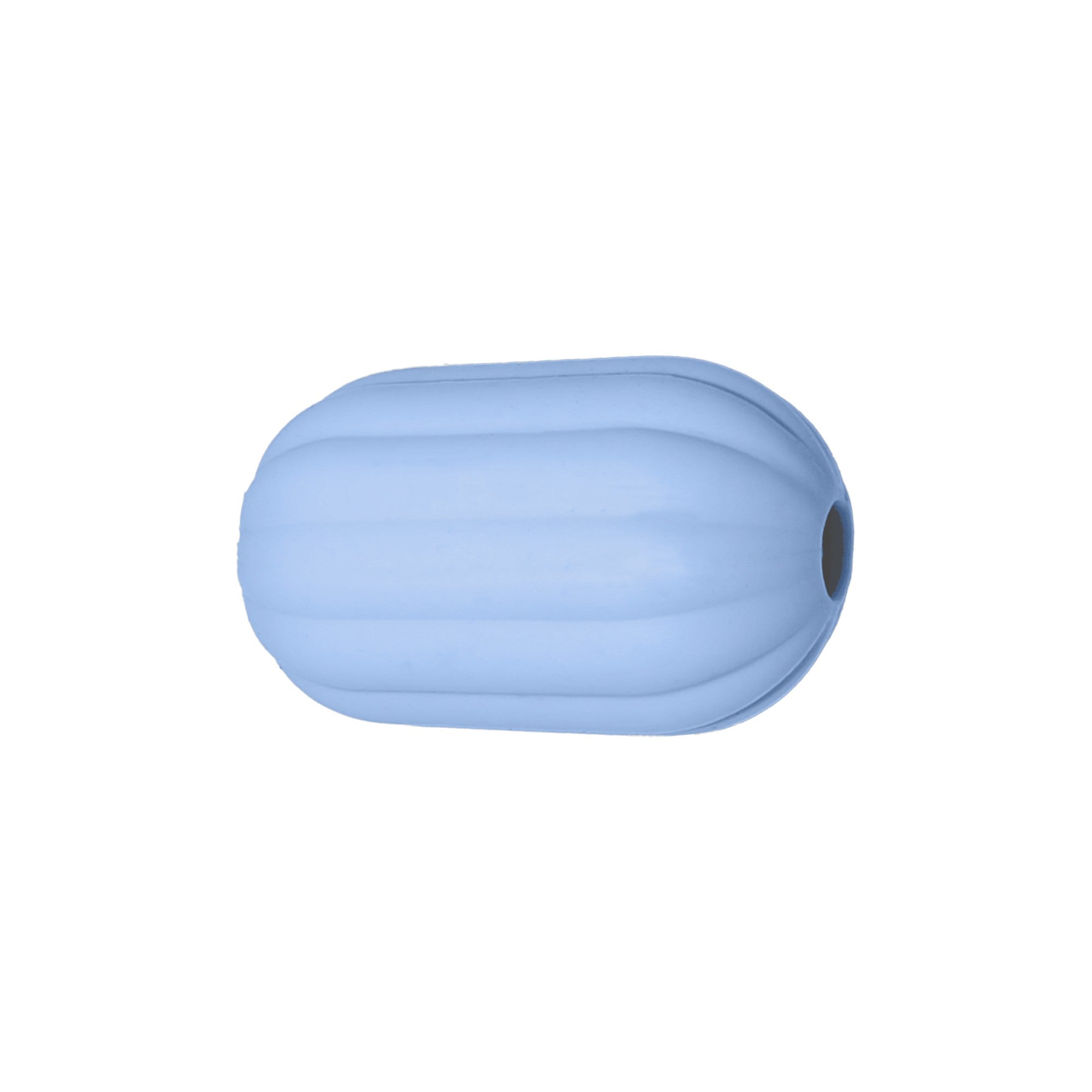 perlina separatore rigato 17x10mm in silicone alimentare azzurro baby