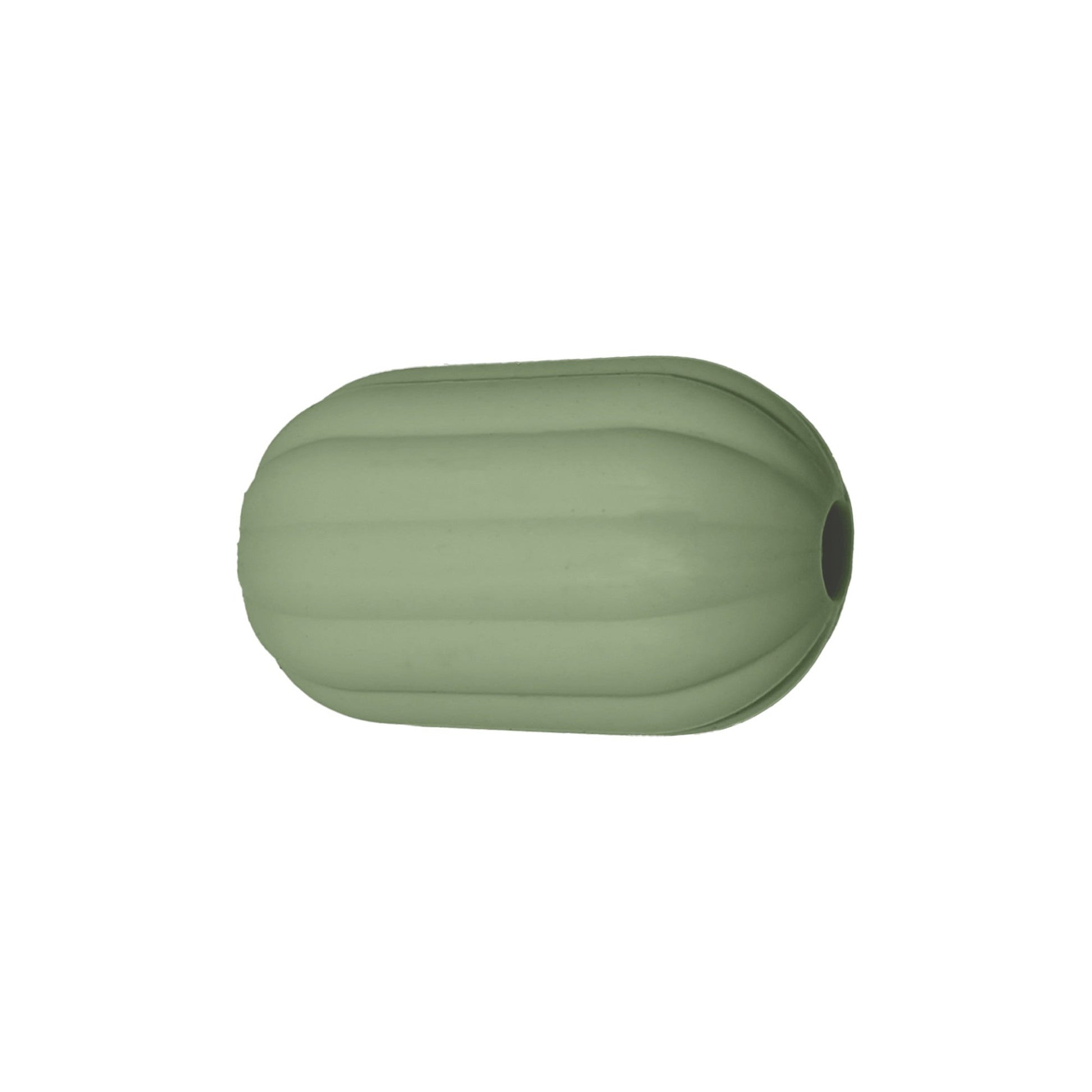 perlina separatore rigato 17x10mm in silicone alimentare verde militare