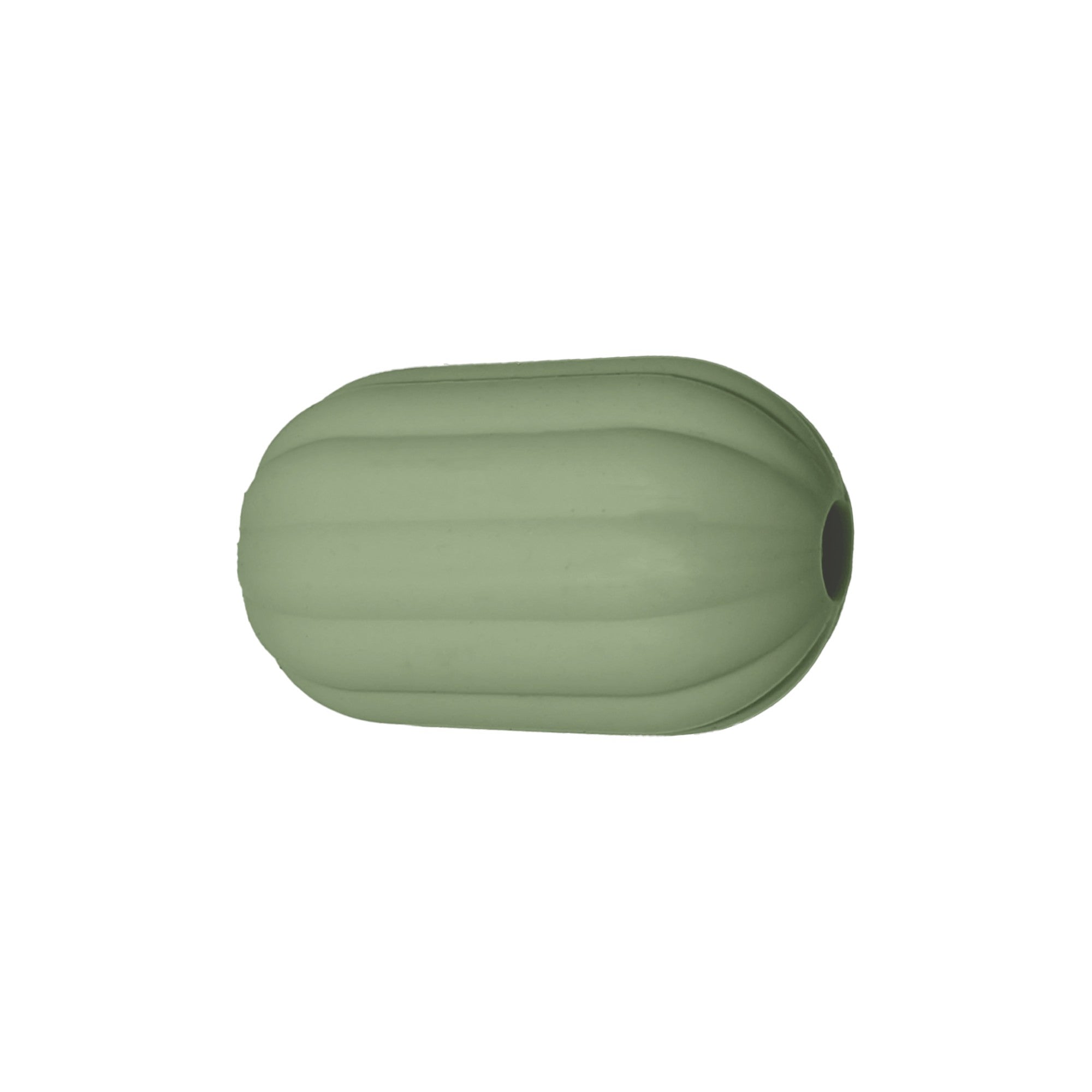 perlina separatore rigato 17x10mm in silicone alimentare verde militare