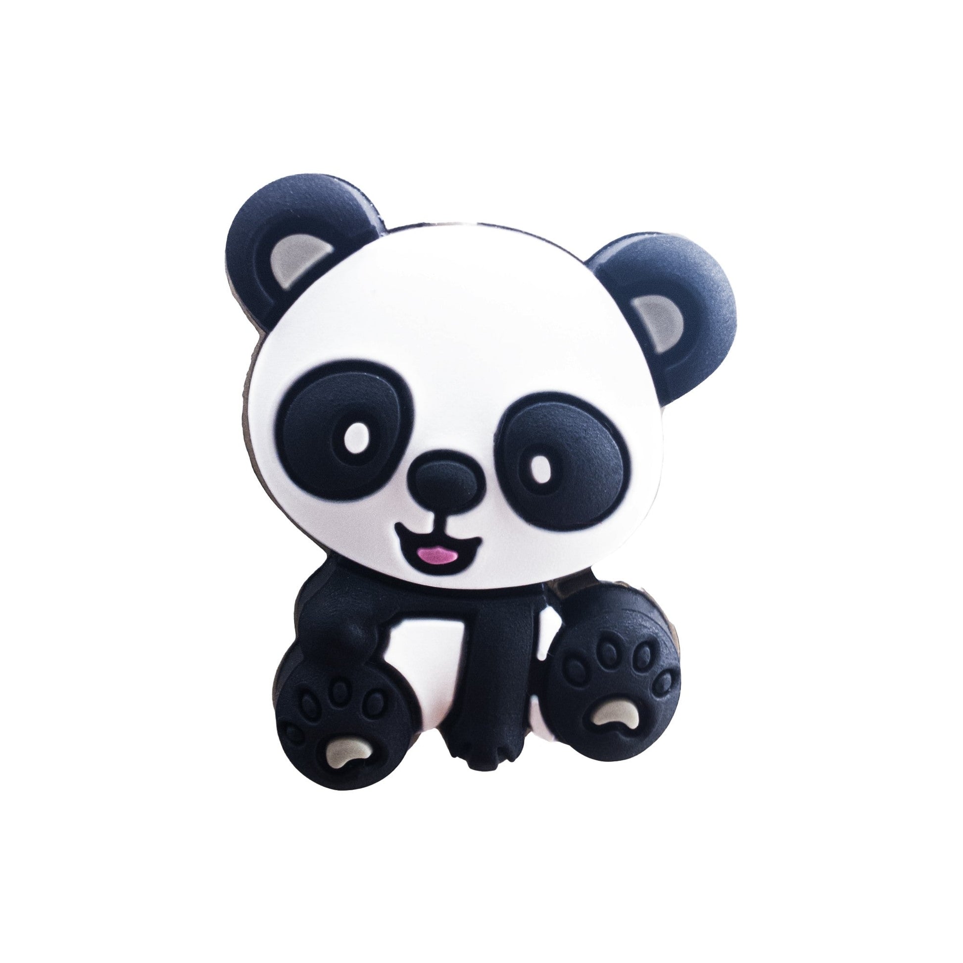 perlina separatore panda 28x23mm in silicone alimentare nero bianco grigio