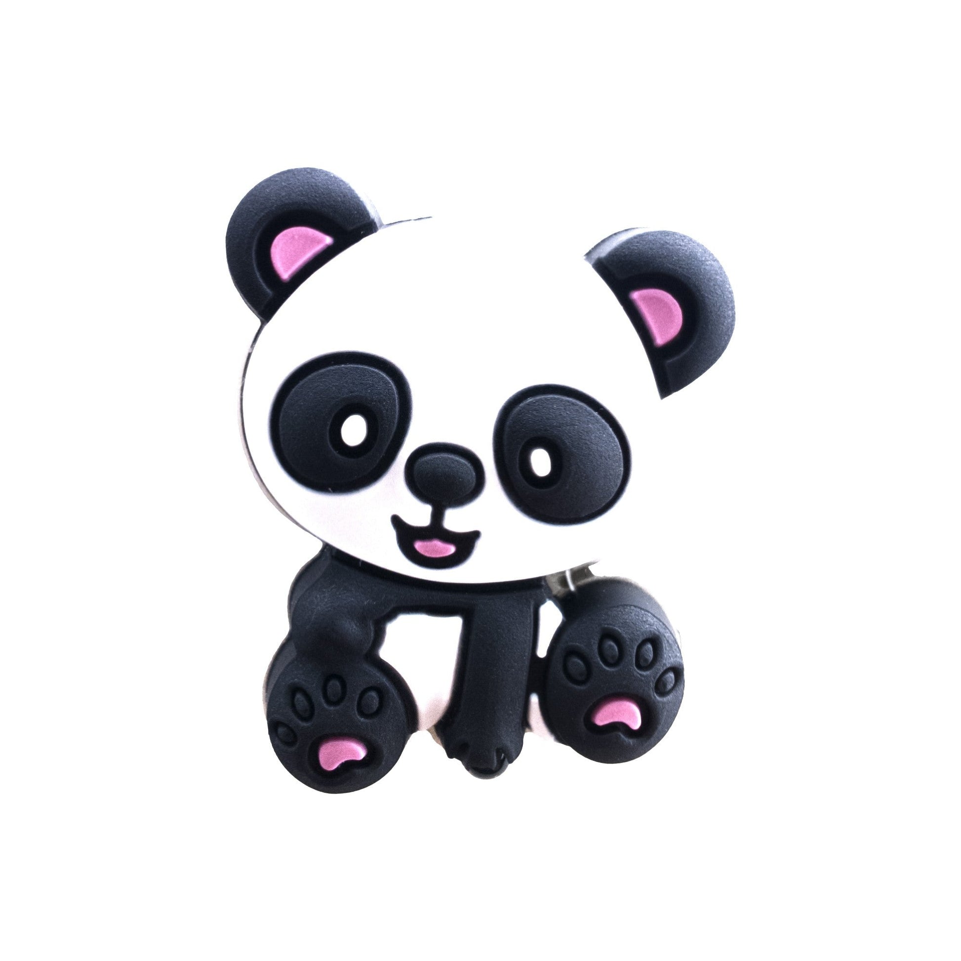 perlina separatore panda 28x23mm in silicone alimentare nero bianco rosa