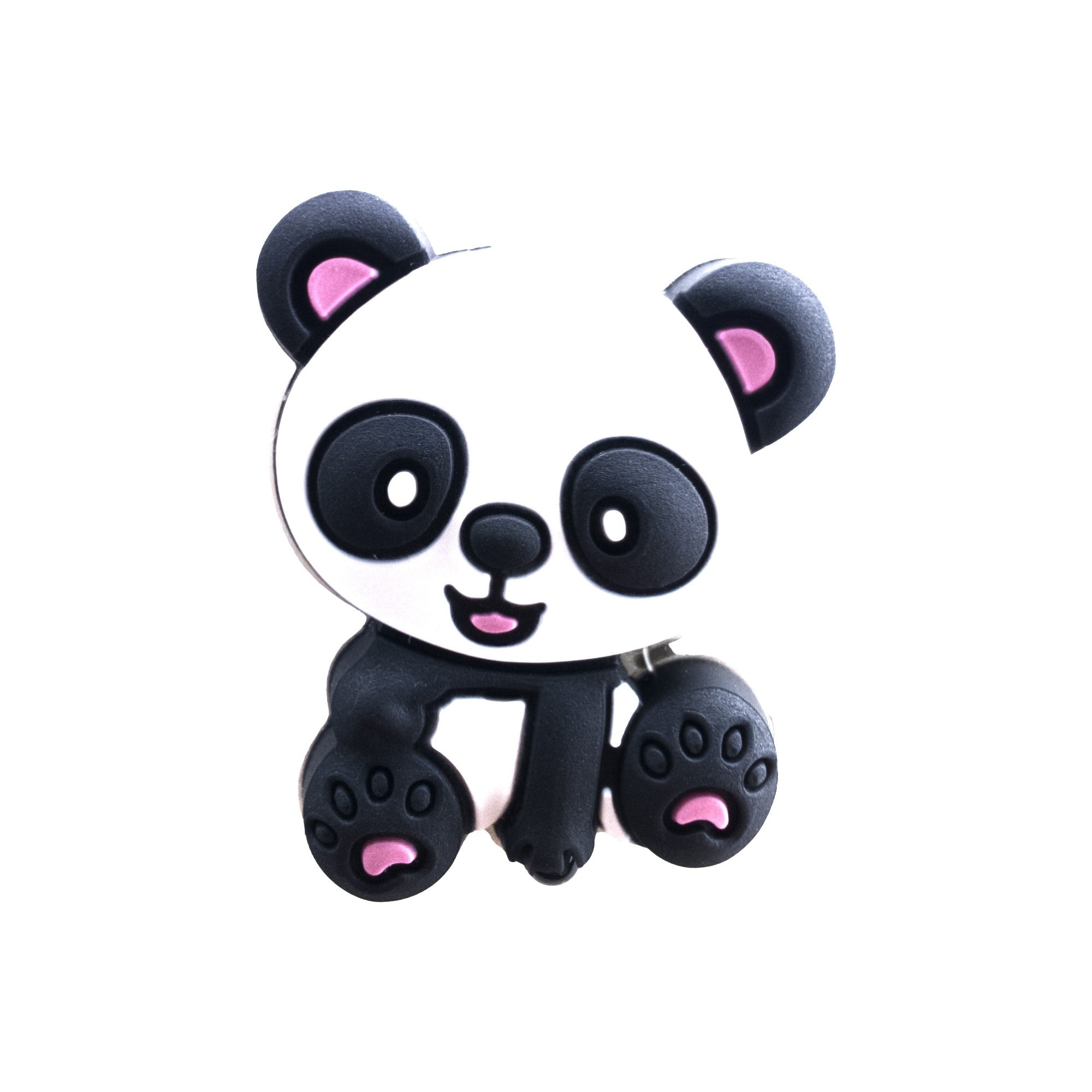perlina separatore panda 28x23mm in silicone alimentare nero bianco rosa