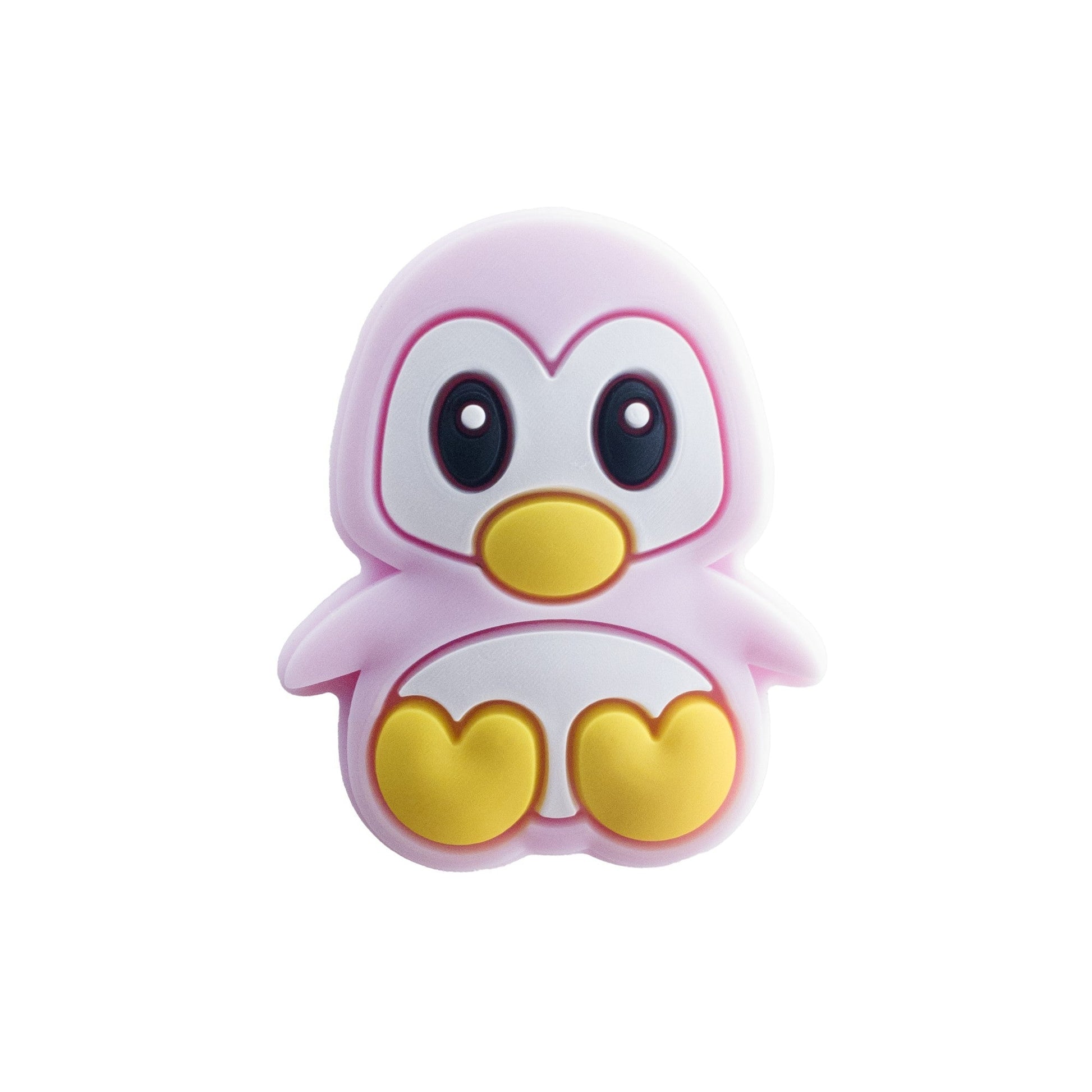 perlina separatore pinguino 28x23mm in silicone alimentare nero bianco rosa