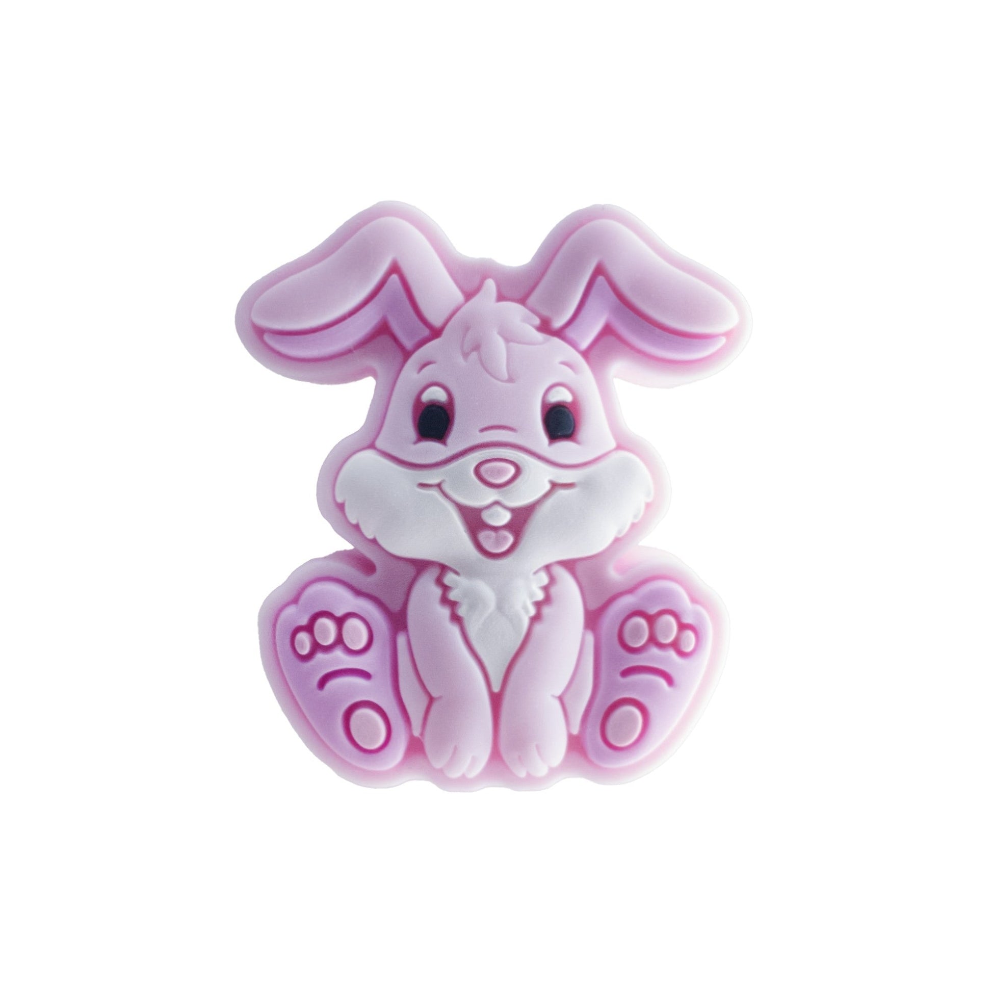 perlina separatore coniglio 28x23mm in silicone alimentare rosa