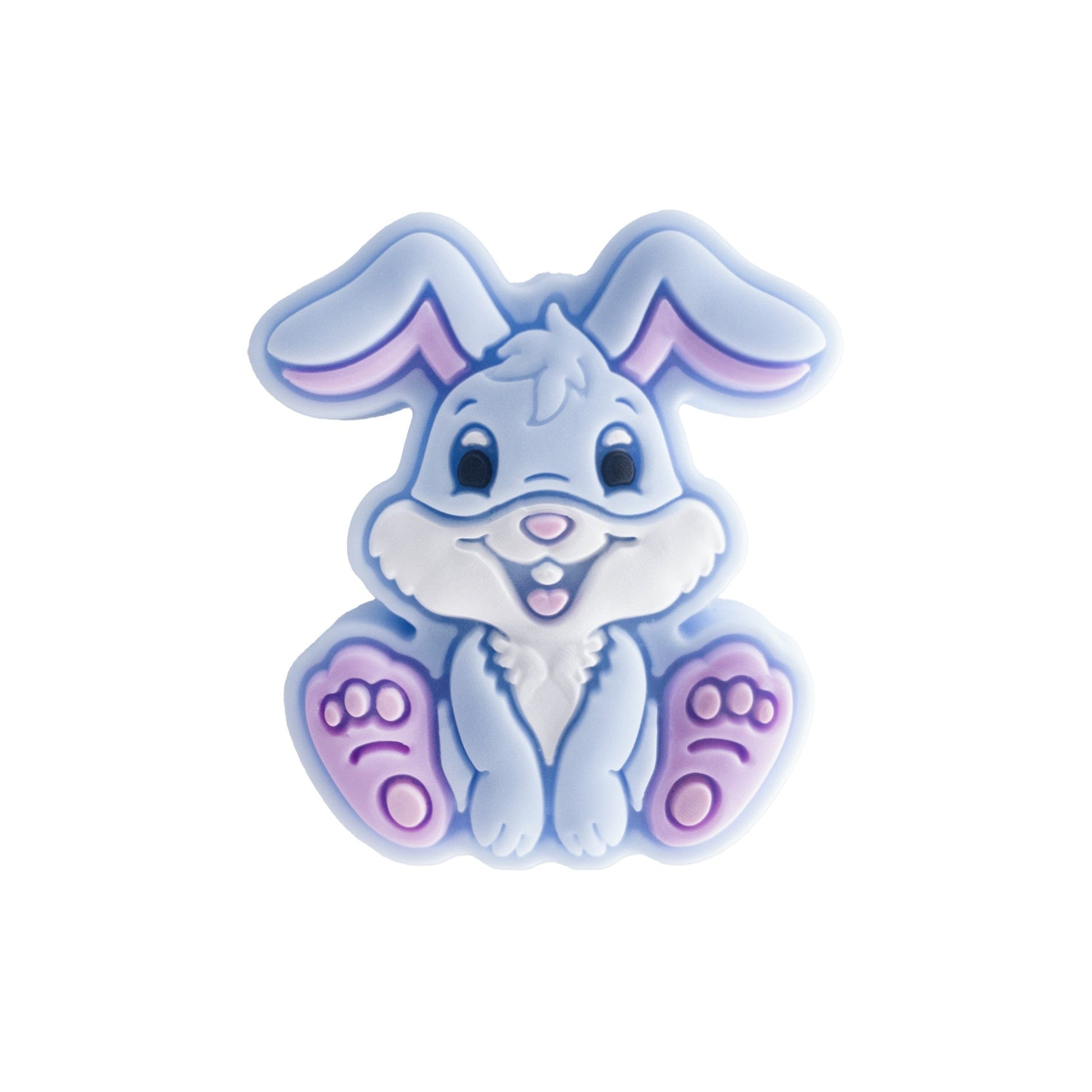 perlina separatore coniglio 28x23mm in silicone alimentare azzurro