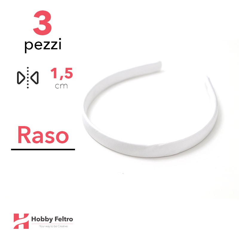 Cerchietto per Capelli Raso 1,5cm Kit 3 Pezzi Bianco COD.01