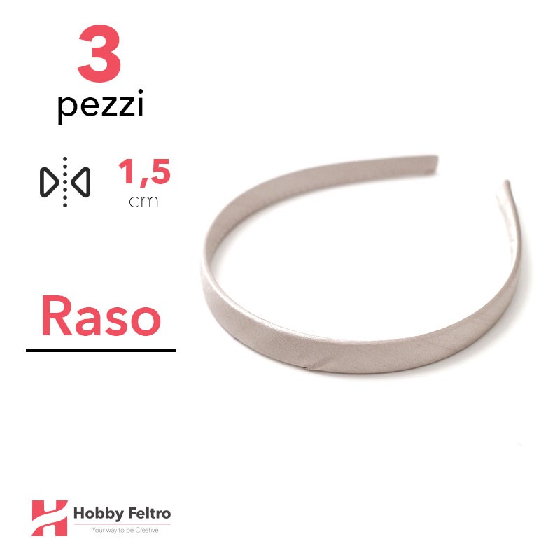 Cerchietto per Capelli Raso 1,5cm Kit 3 Pezzi Champagne COD.03