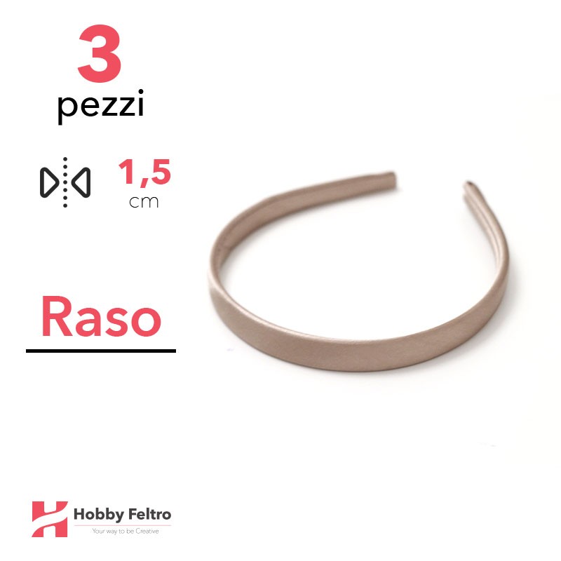 Cerchietti in raso 1,5 cm - Oro codice 04 - Kit 3 pezzi