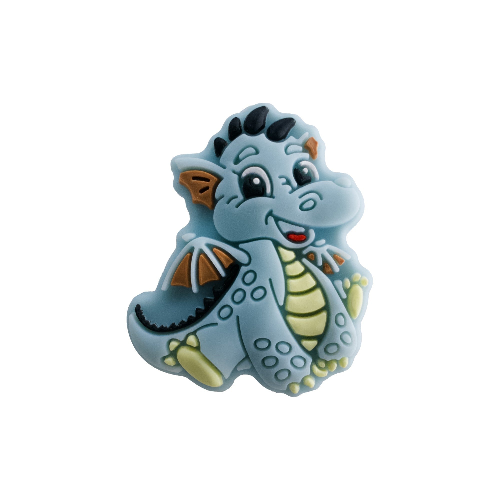 perlina separatore drago 30x26mm in silicone alimentare azzurro