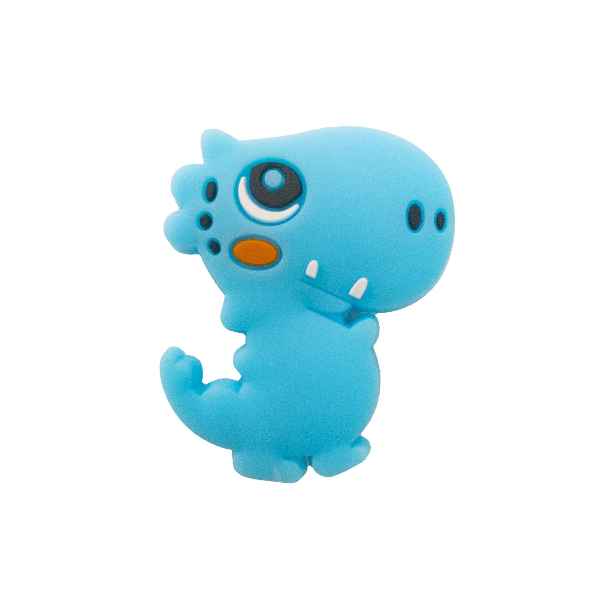 perlina separatore dinosauro 34x28mm in silicone alimentare turchese