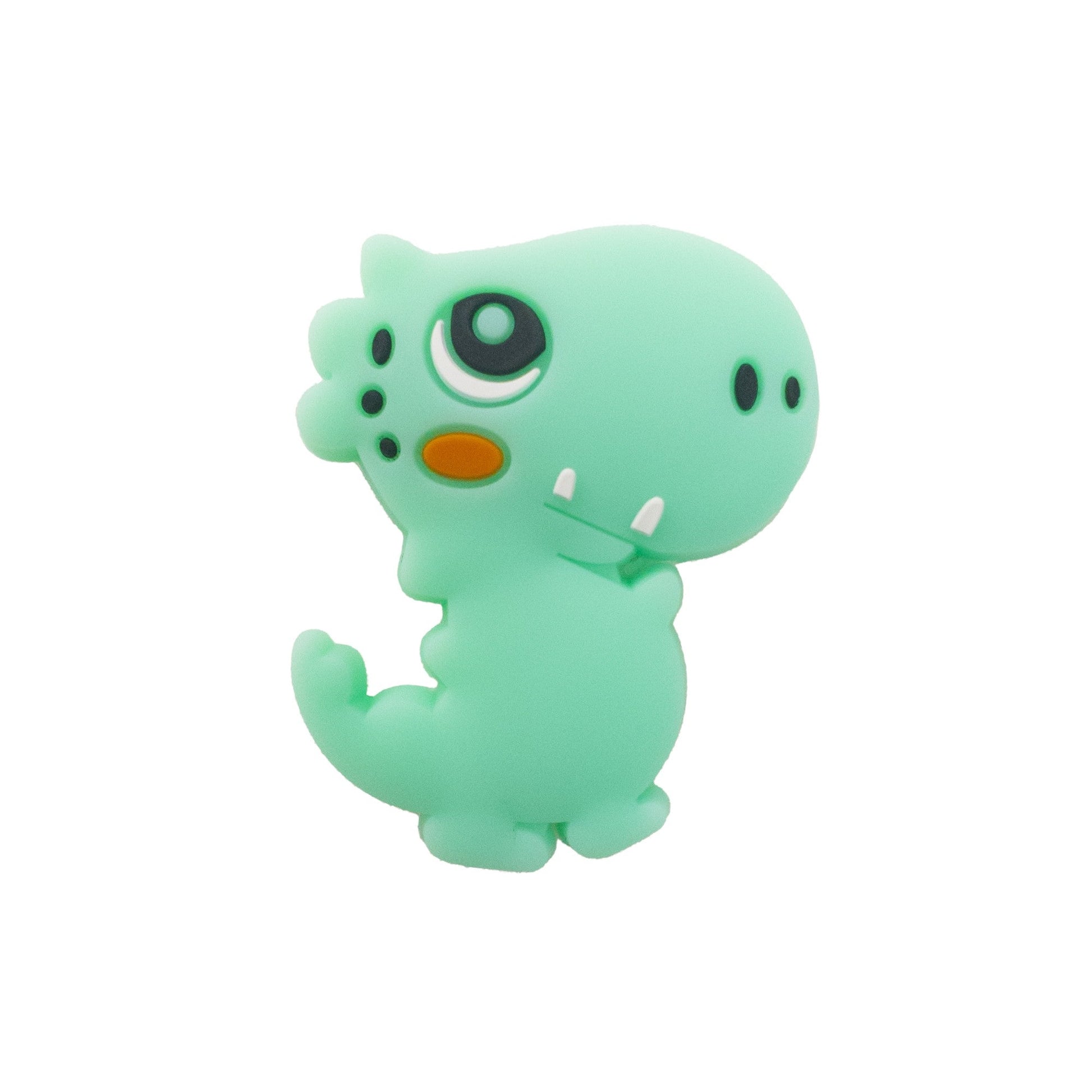 perlina separatore dinosauro 34x28mm in silicone alimentare verdino