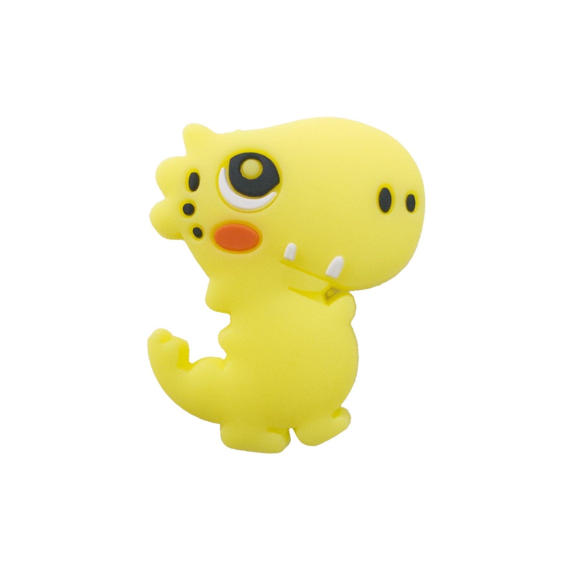 perlina separatore dinosauro 34x28mm in silicone alimentare giallo
