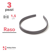 Cerchietto per Capelli Raso 1,5cm Kit 3 Pezzi Grigio COD.07