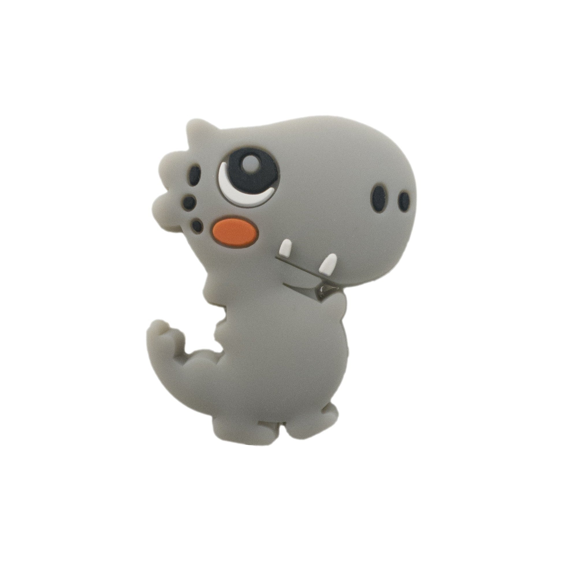 perlina separatore dinosauro 34x28mm in silicone alimentare grigio