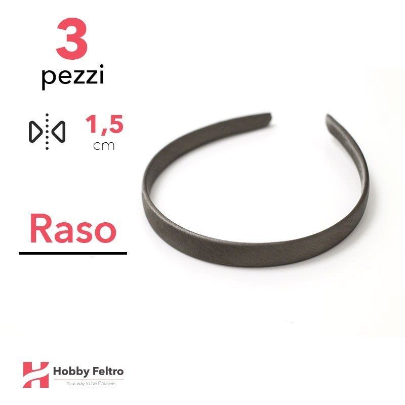 Cerchietto per Capelli Raso 1,5cm Kit 3 Pezzi Verde COD.08