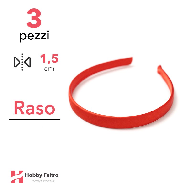 Cerchietto per Capelli Raso 1,5cm Kit 3 Pezzi Rosso COD.10