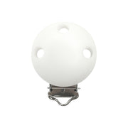 clip rotonda in silicone 42x30mm per porta ciuccio e catenelle in silicone per dentizione neonati bianco