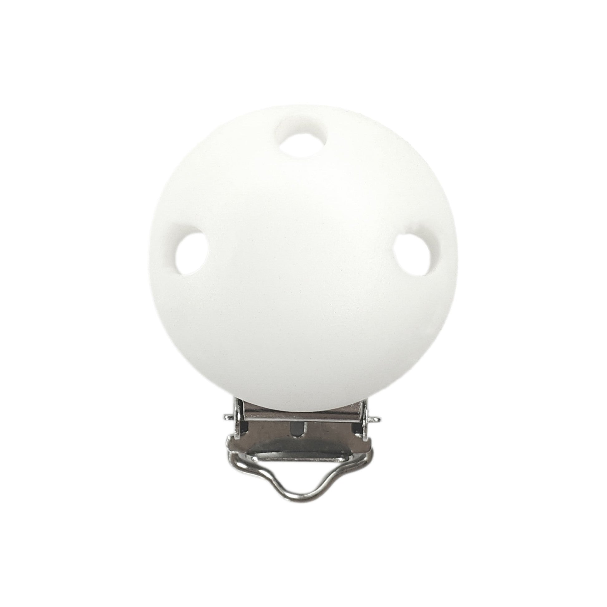 clip rotonda in silicone 42x30mm per porta ciuccio e catenelle in silicone per dentizione neonati bianco