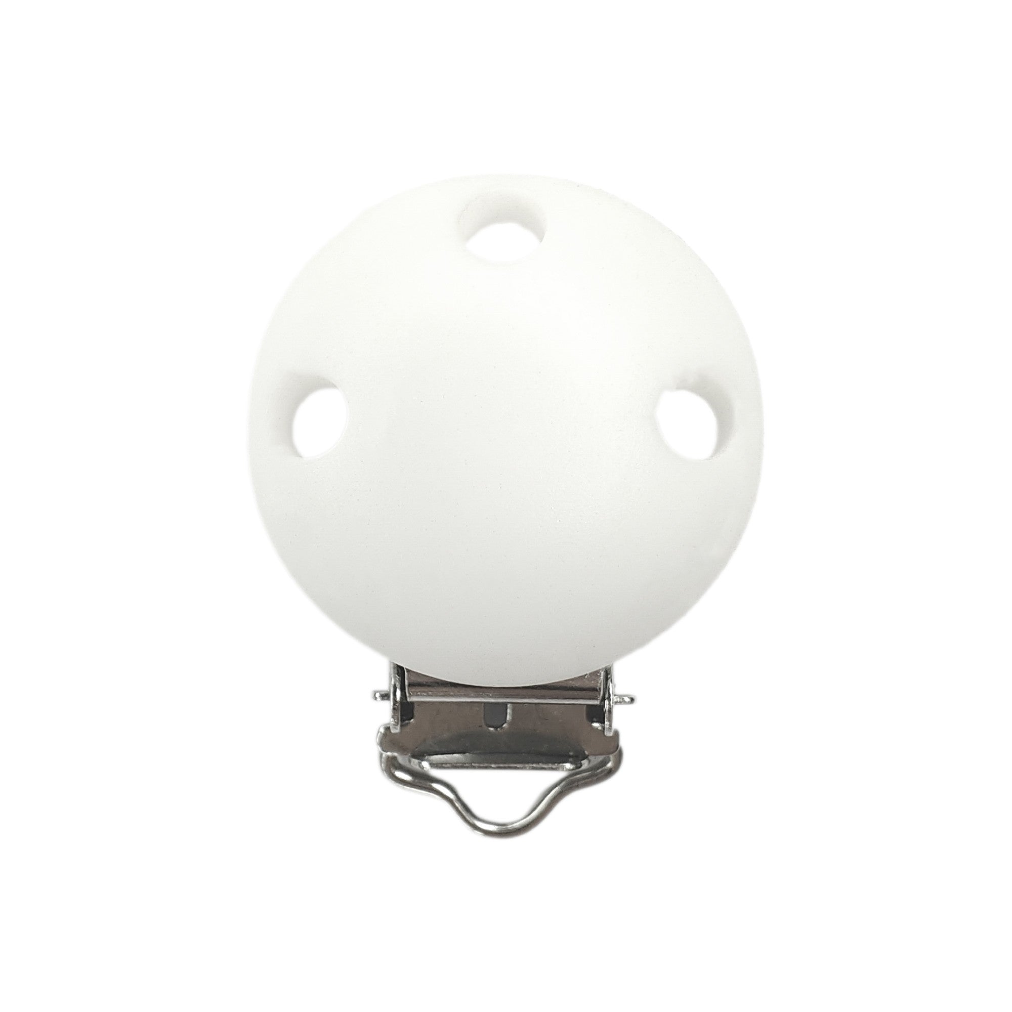 clip rotonda in silicone 42x30mm per porta ciuccio e catenelle in silicone per dentizione neonati bianco