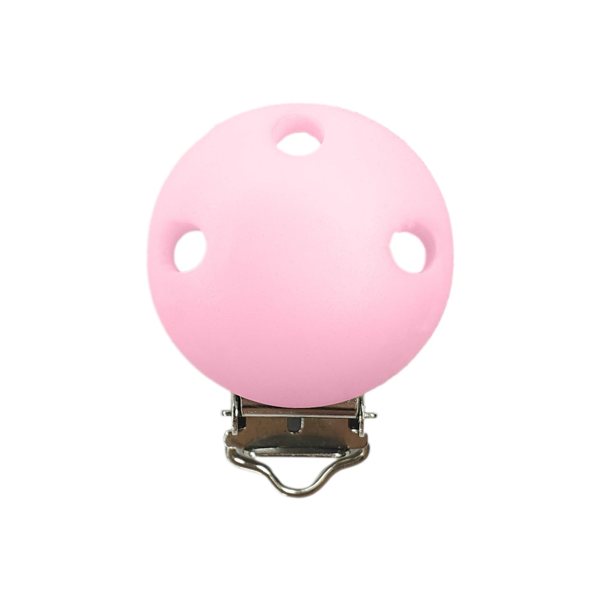clip rotonda in silicone 42x30mm per porta ciuccio e catenelle in silicone per dentizione neonati rosa