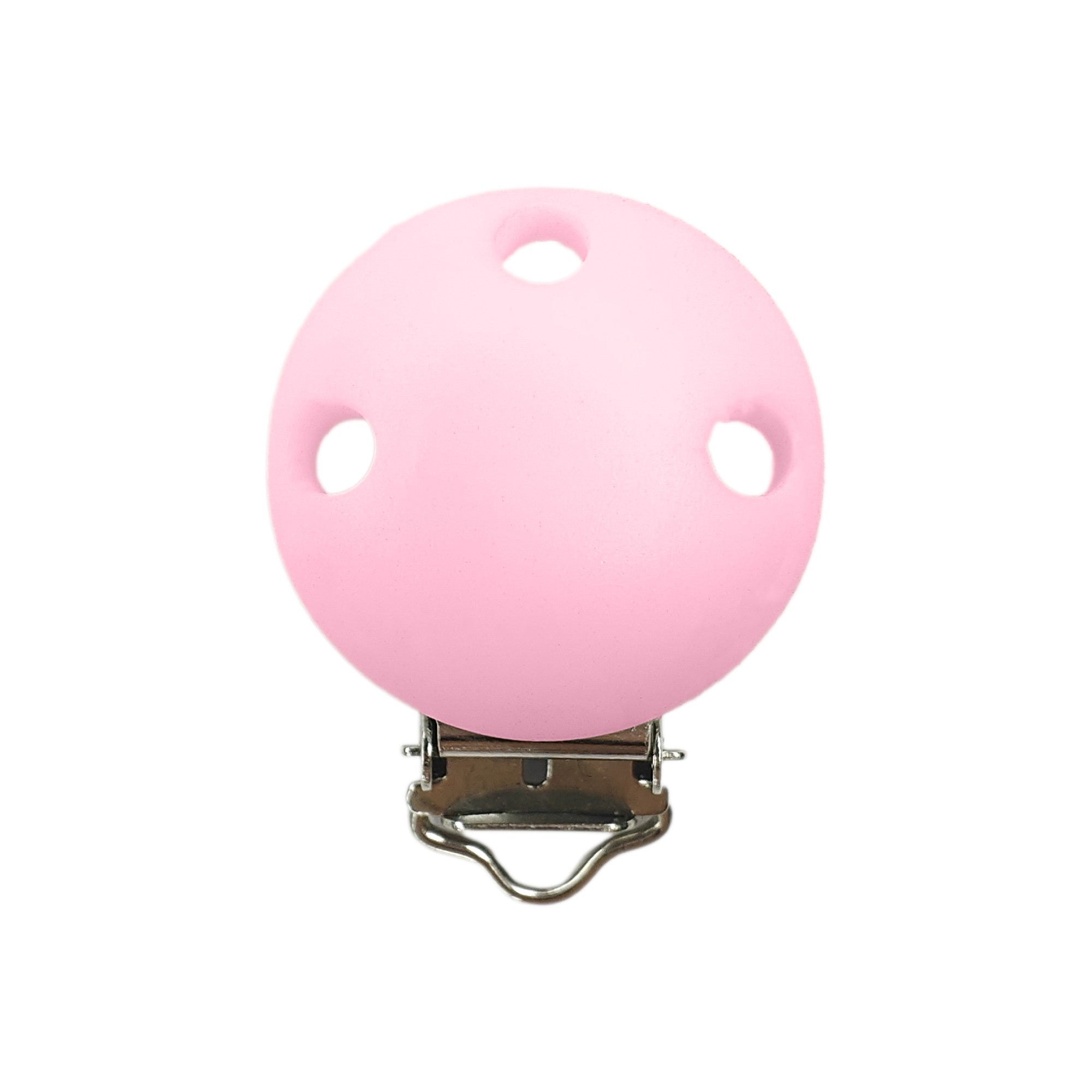 clip rotonda in silicone 42x30mm per porta ciuccio e catenelle in silicone per dentizione neonati rosa