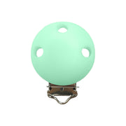 clip rotonda in silicone 42x30mm per porta ciuccio e catenelle in silicone per dentizione neonati verdino