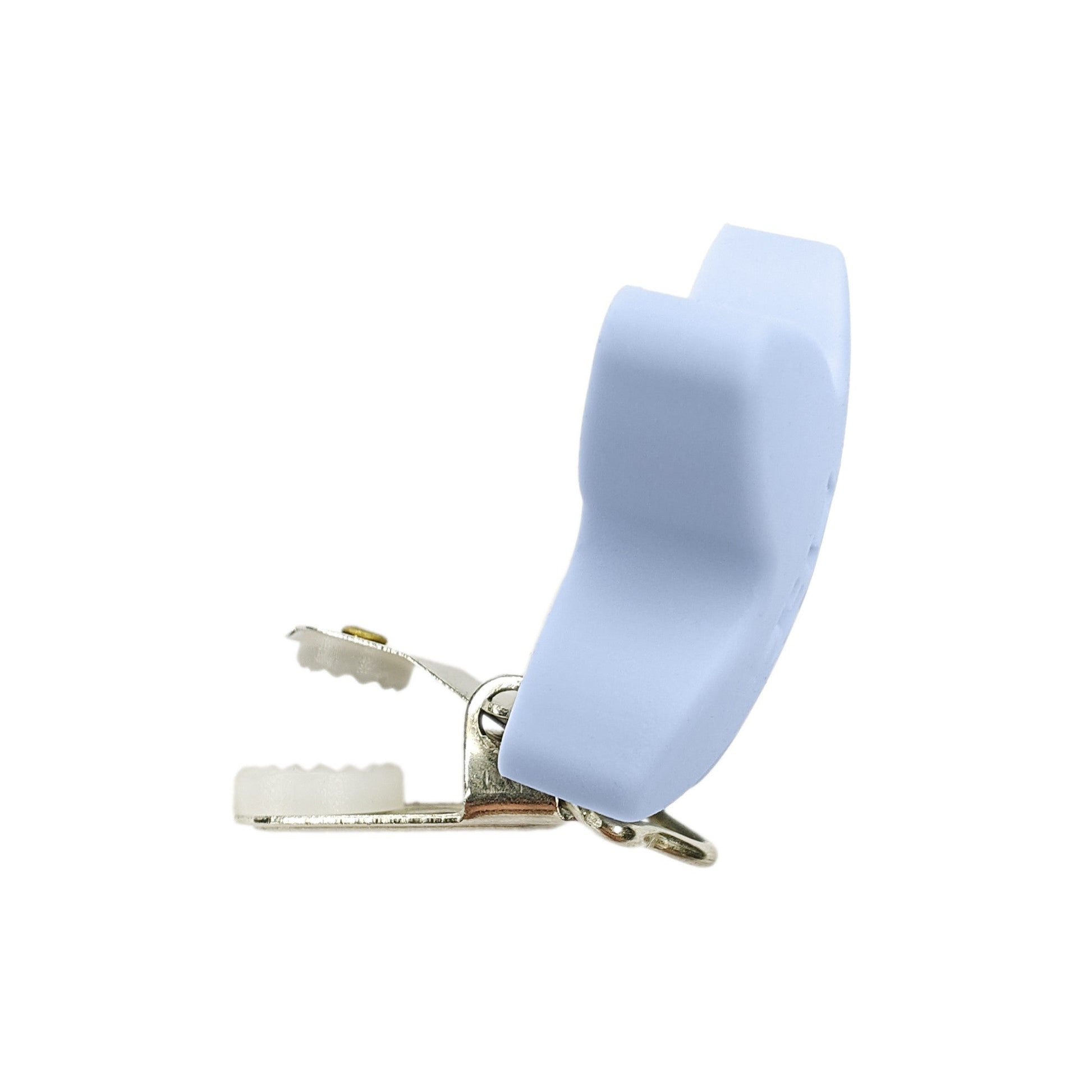 clip a stella in silicone 50x40mm per porta ciuccio e catenelle in silicone per dentizione neonati azzurro
