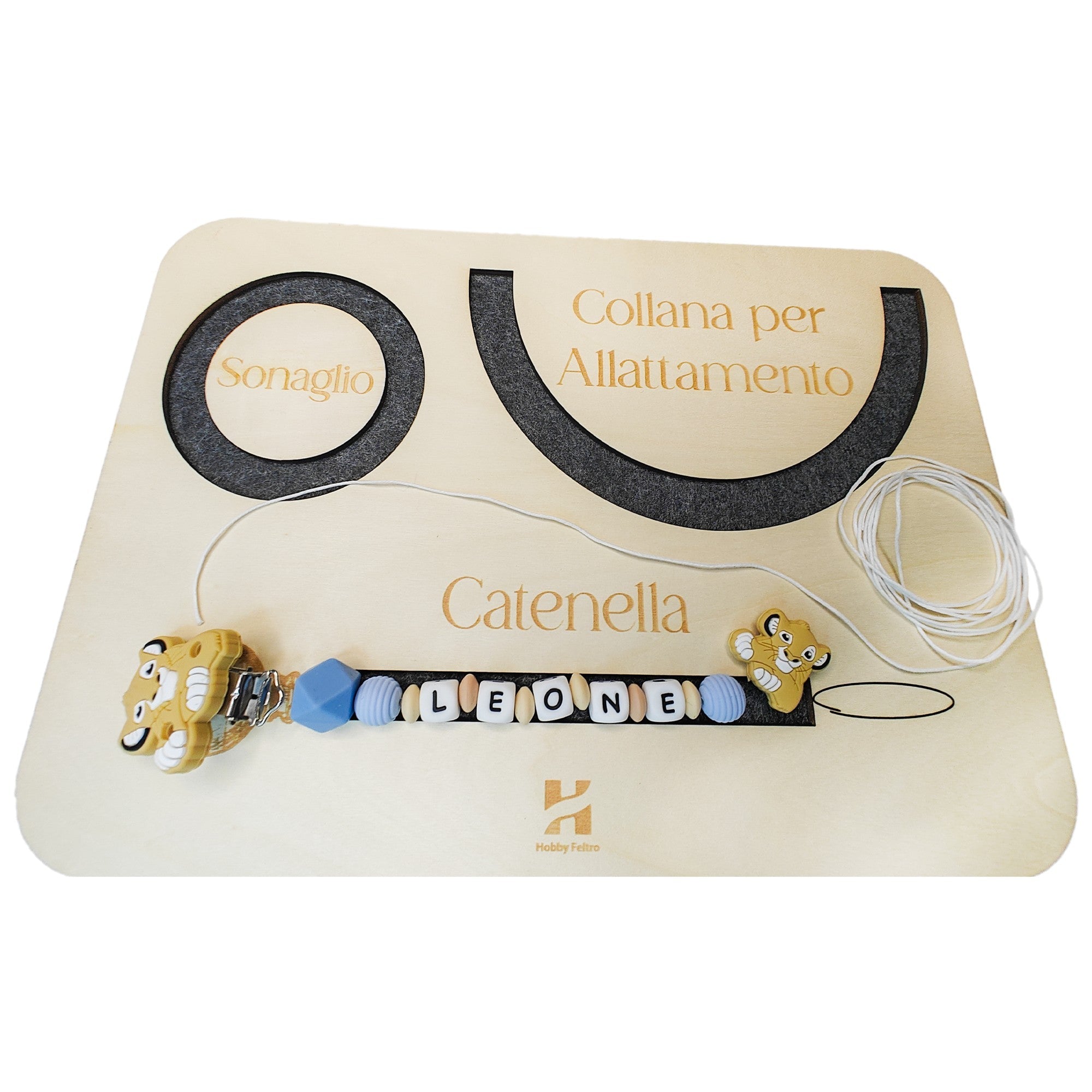 base in legno per creare catenelle, collane e sonagli in silicone per dentizione neonati