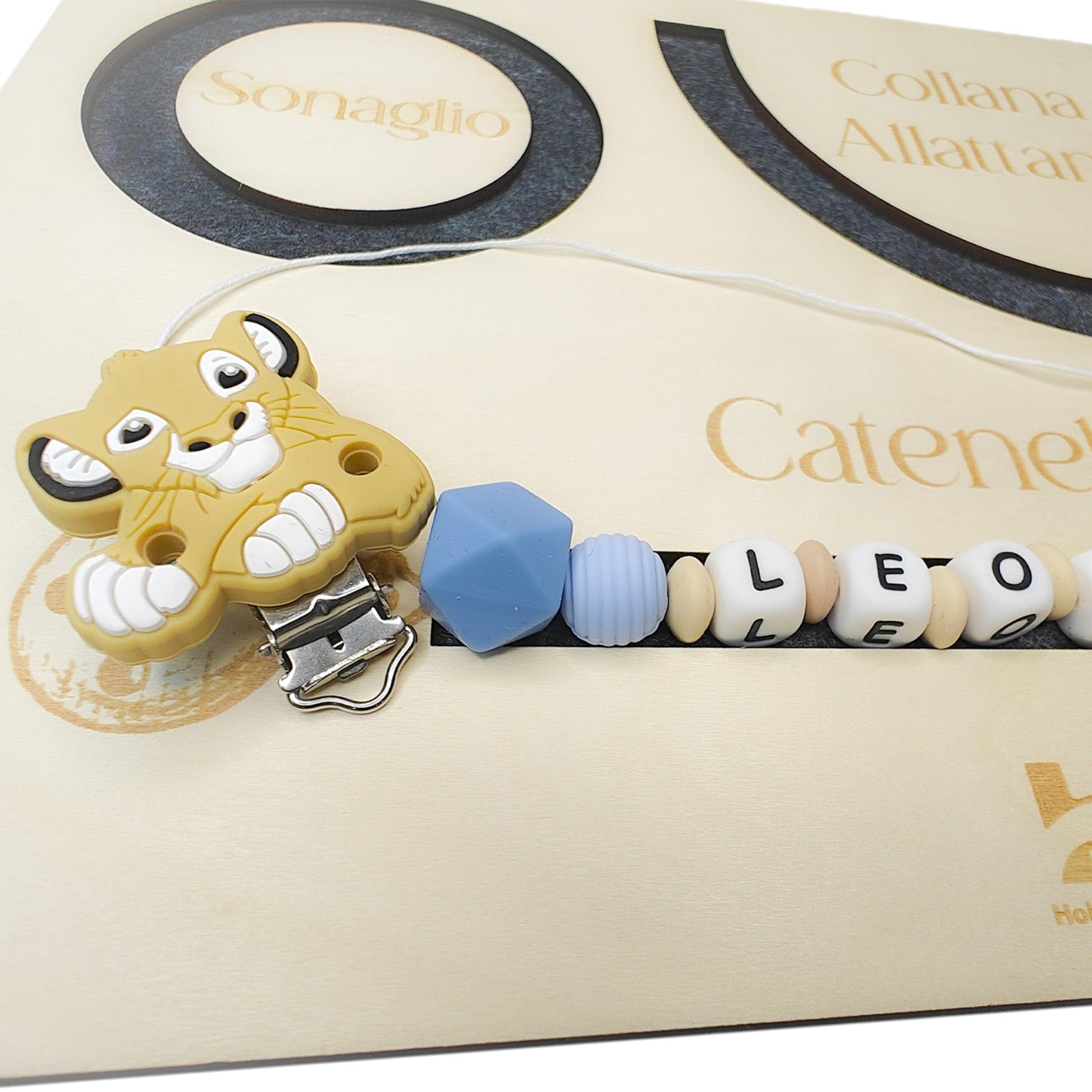 base in legno per creare catenelle, collane e sonagli in silicone per dentizione neonati