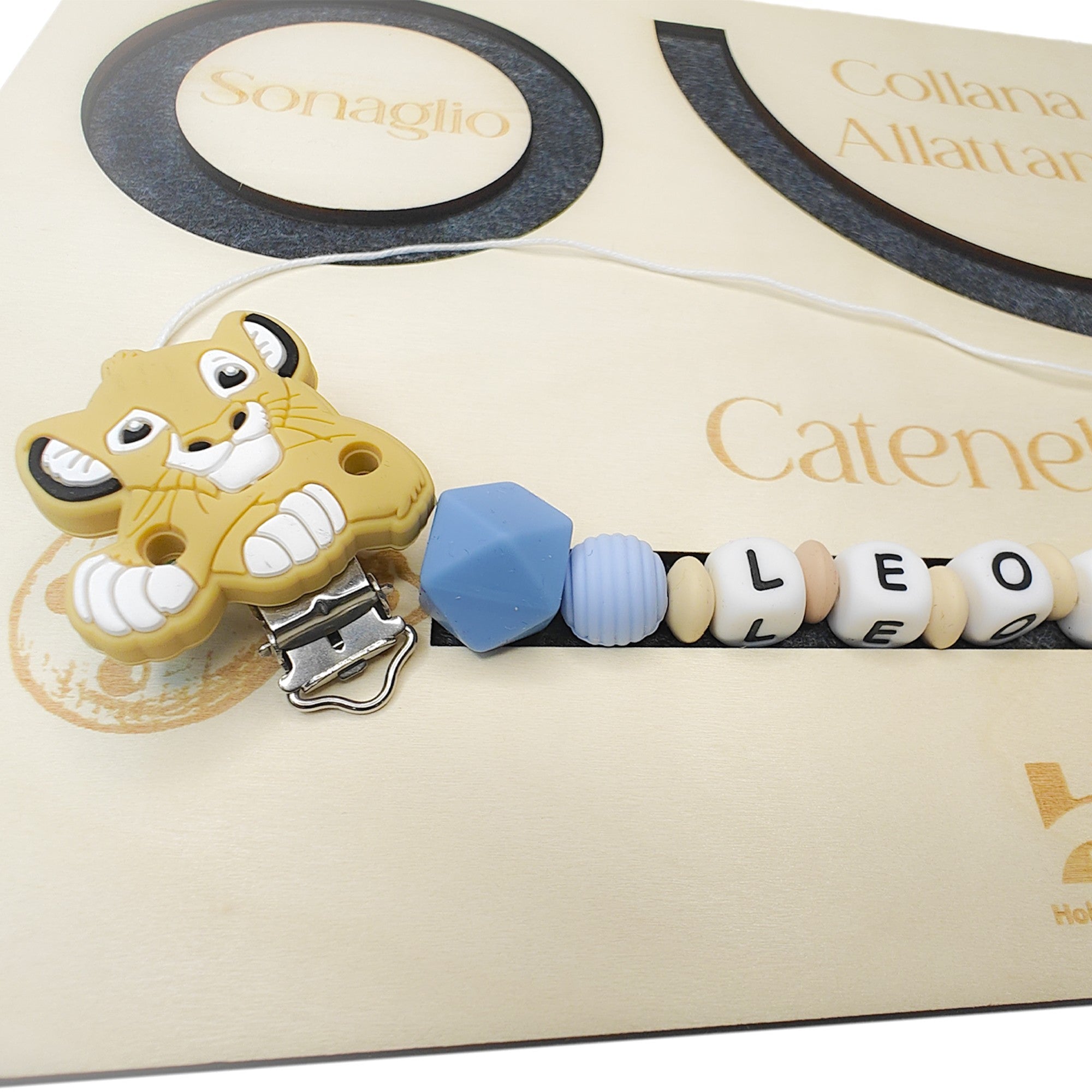 base in legno per creare catenelle, collane e sonagli in silicone per dentizione neonati