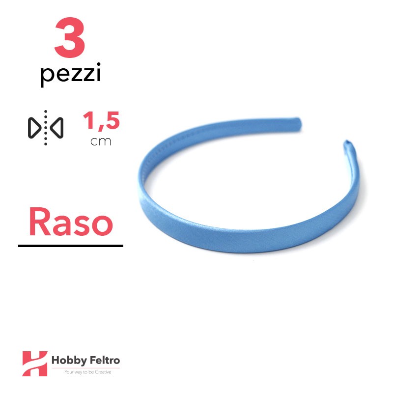 Cerchietti in raso 1,5 cm - Azzurro codice 20 - Kit 3 pezzi