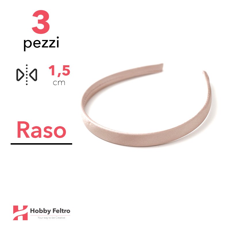 Cerchietto per Capelli Raso 1,5cm Kit 3 Pezzi Rosa Écru COD.24