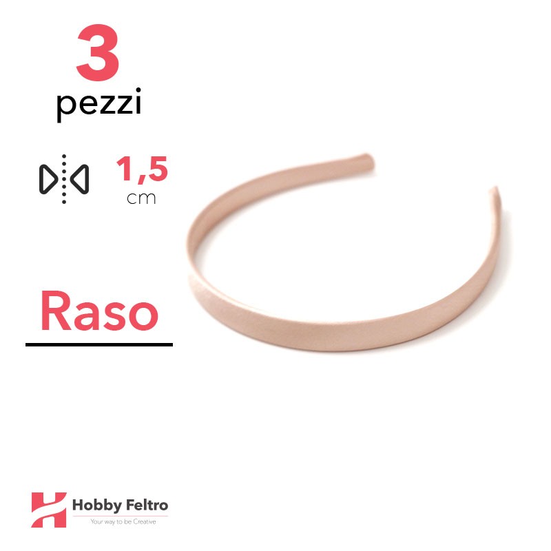 Cerchietto per Capelli Raso 1,5cm Kit 3 Pezzi Rosa Carne COD.25