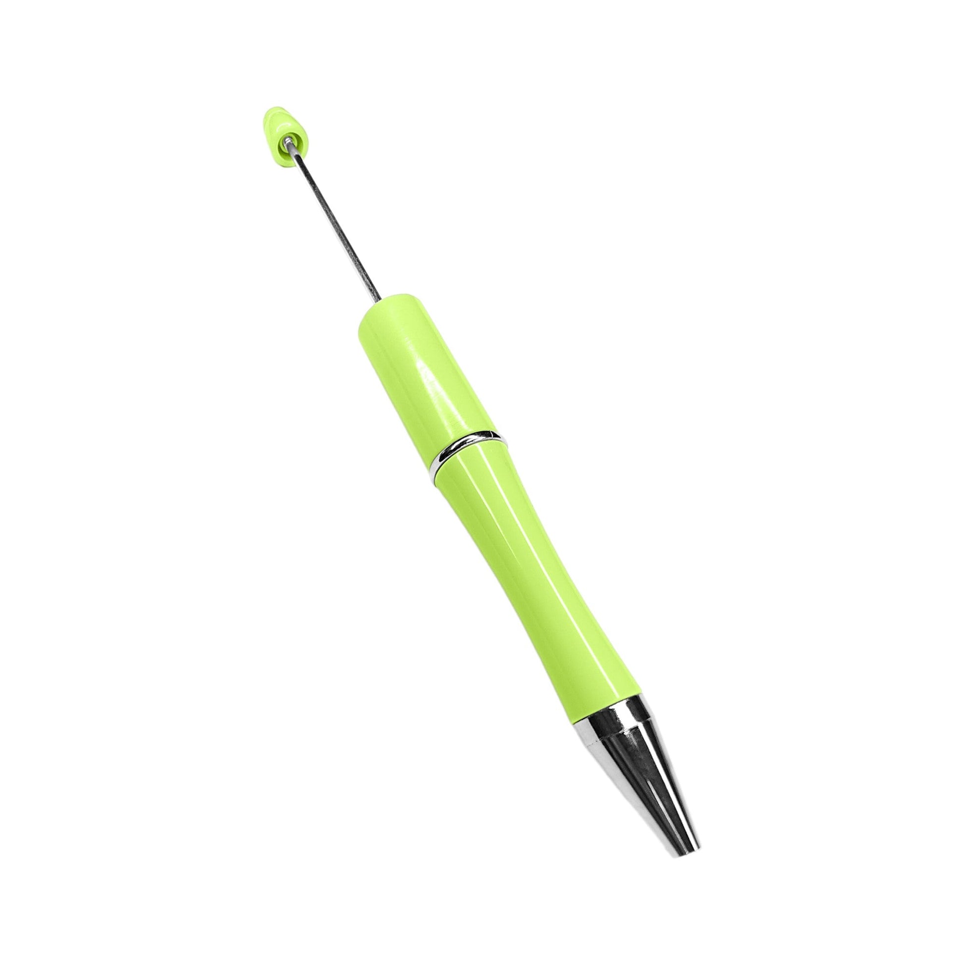 penna personalizzabile con perle e oggetti in silicone verde acido