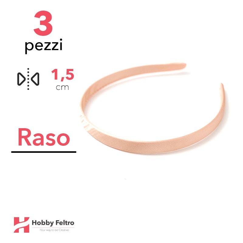 Cerchietto per Capelli Raso 1,5cm Kit 3 Pezzi Pesca COD.26