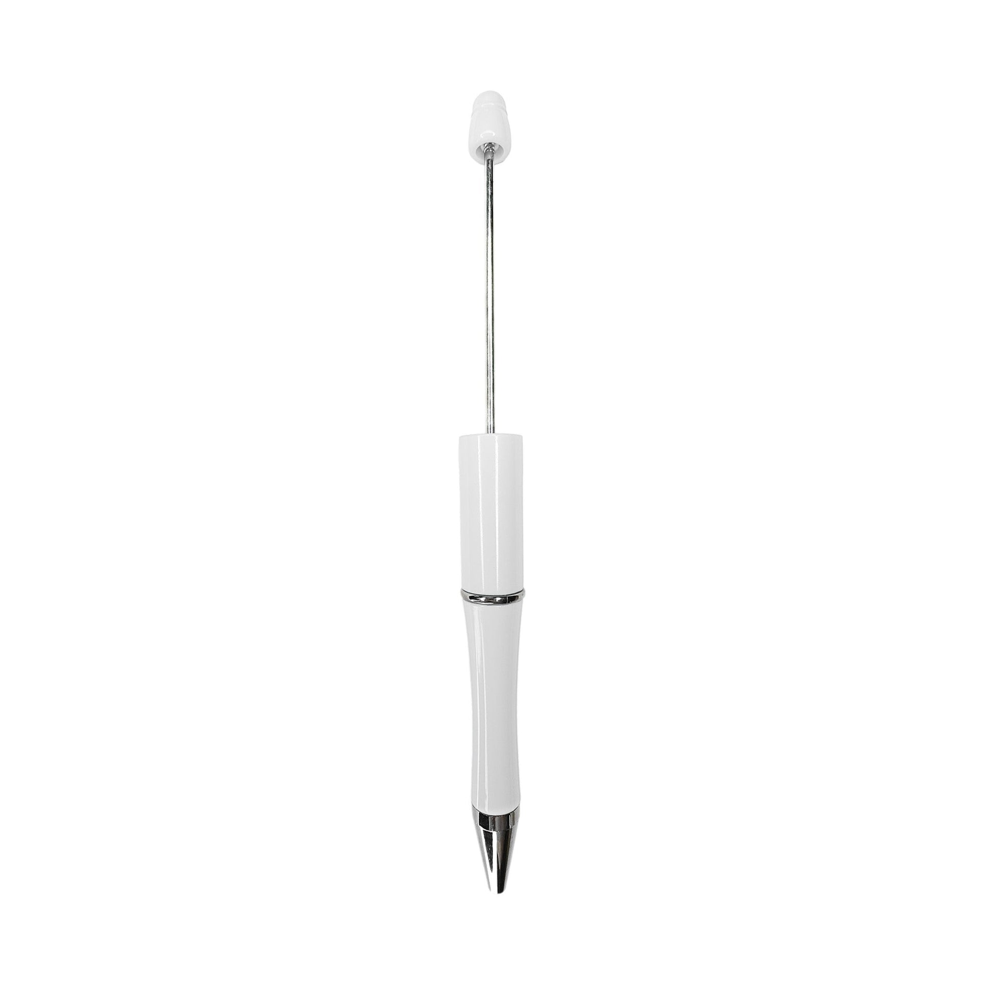 penna personalizzabile con perle e oggetti in silicone bianco