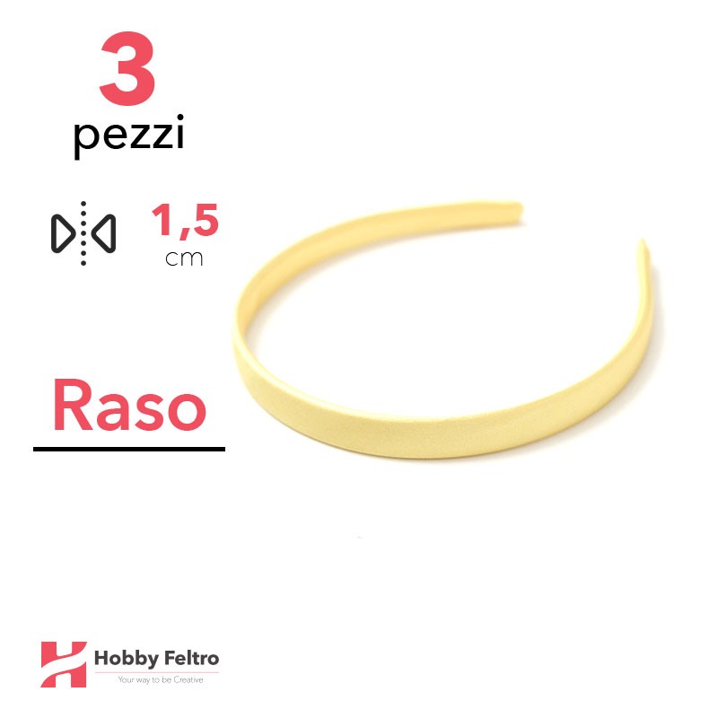 Cerchietto per Capelli Raso 1,5cm Kit 3 Pezzi Giallo COD.27