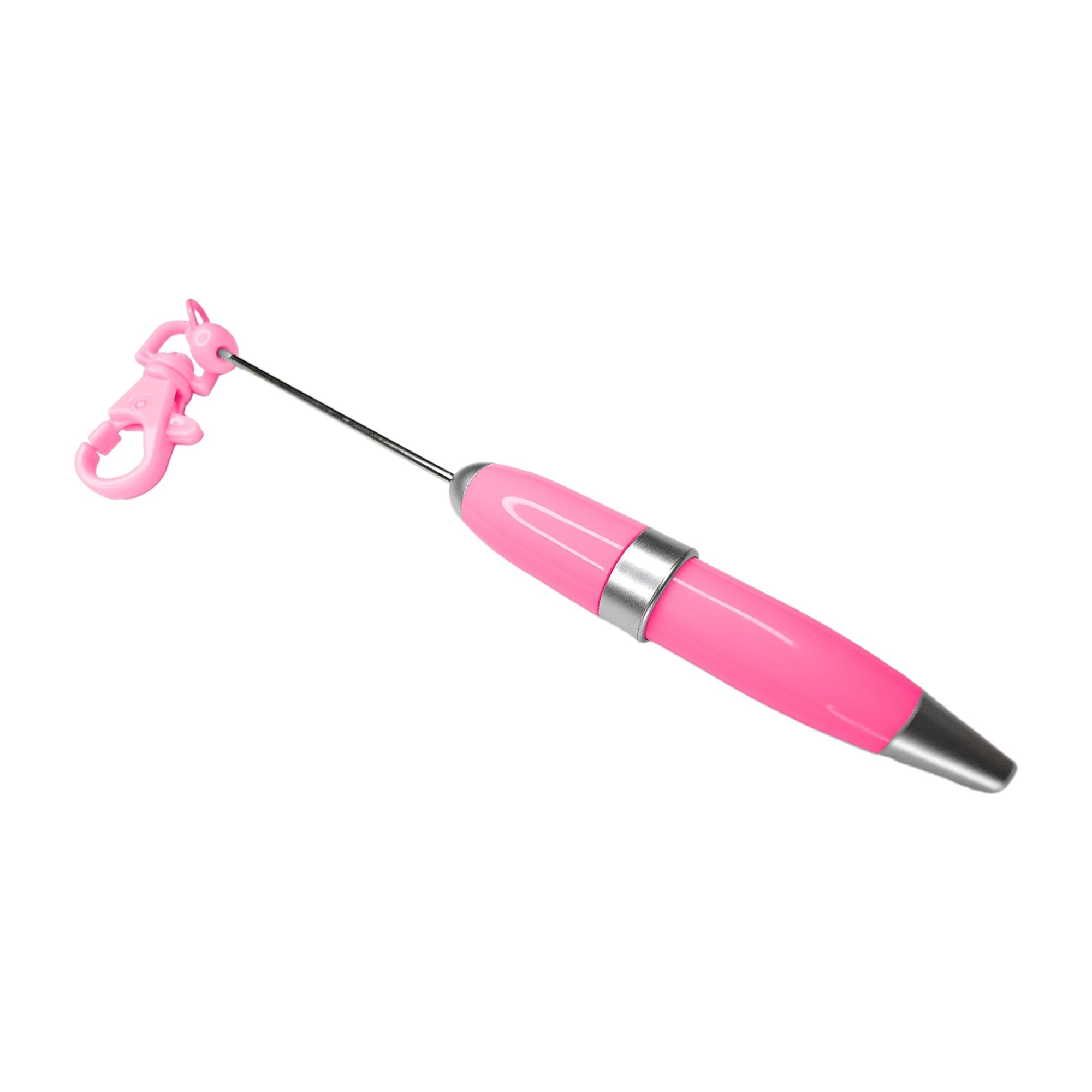 penna personalizzabile con perle e oggetti in silicone fucsia