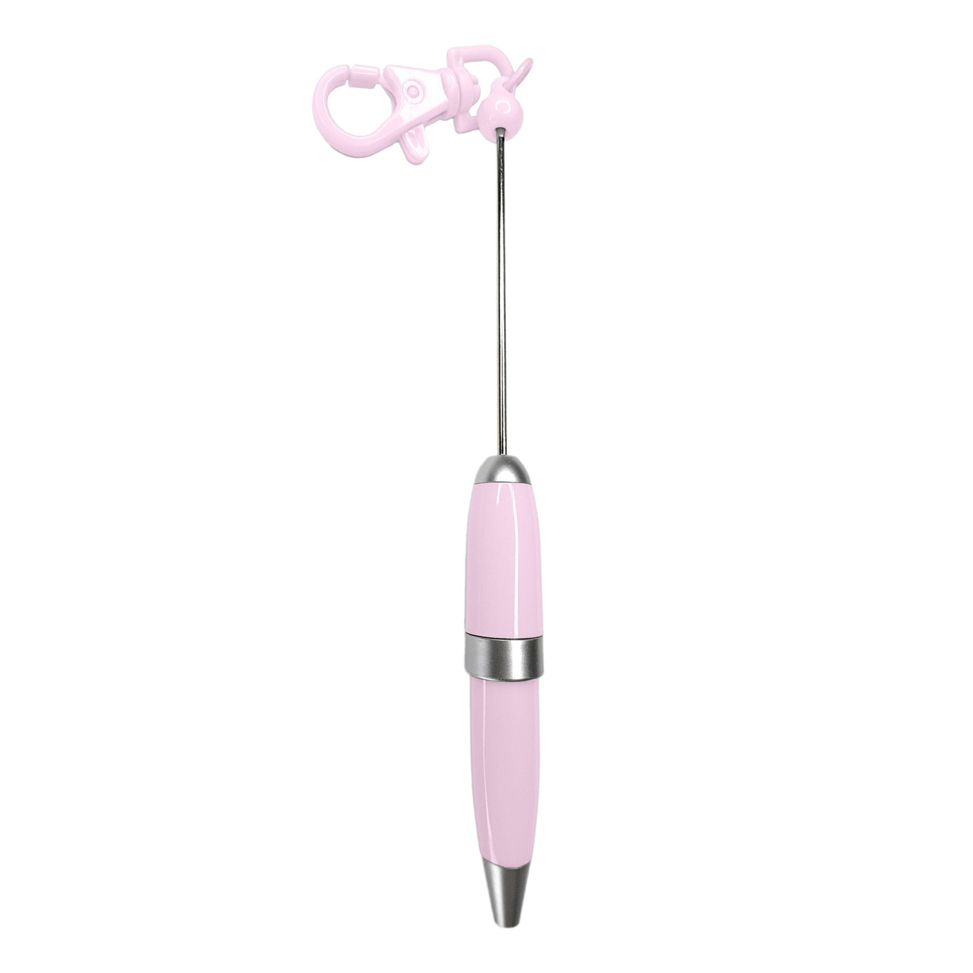 penna personalizzabile con perle e oggetti in silicone rosa baby