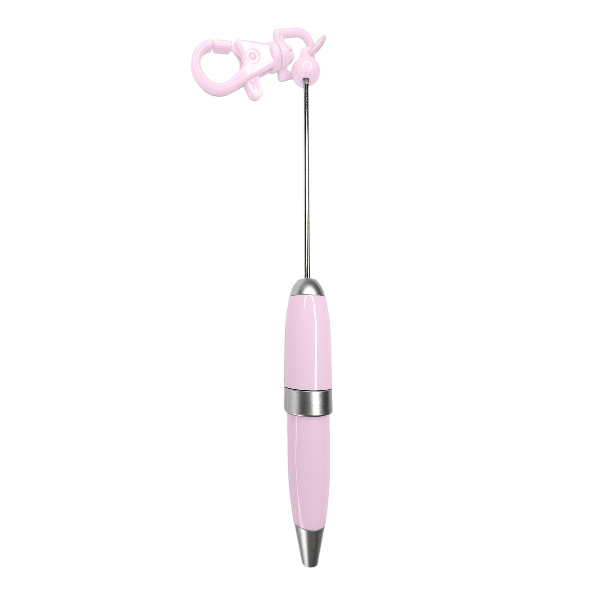 penna personalizzabile con perle e oggetti in silicone rosa baby